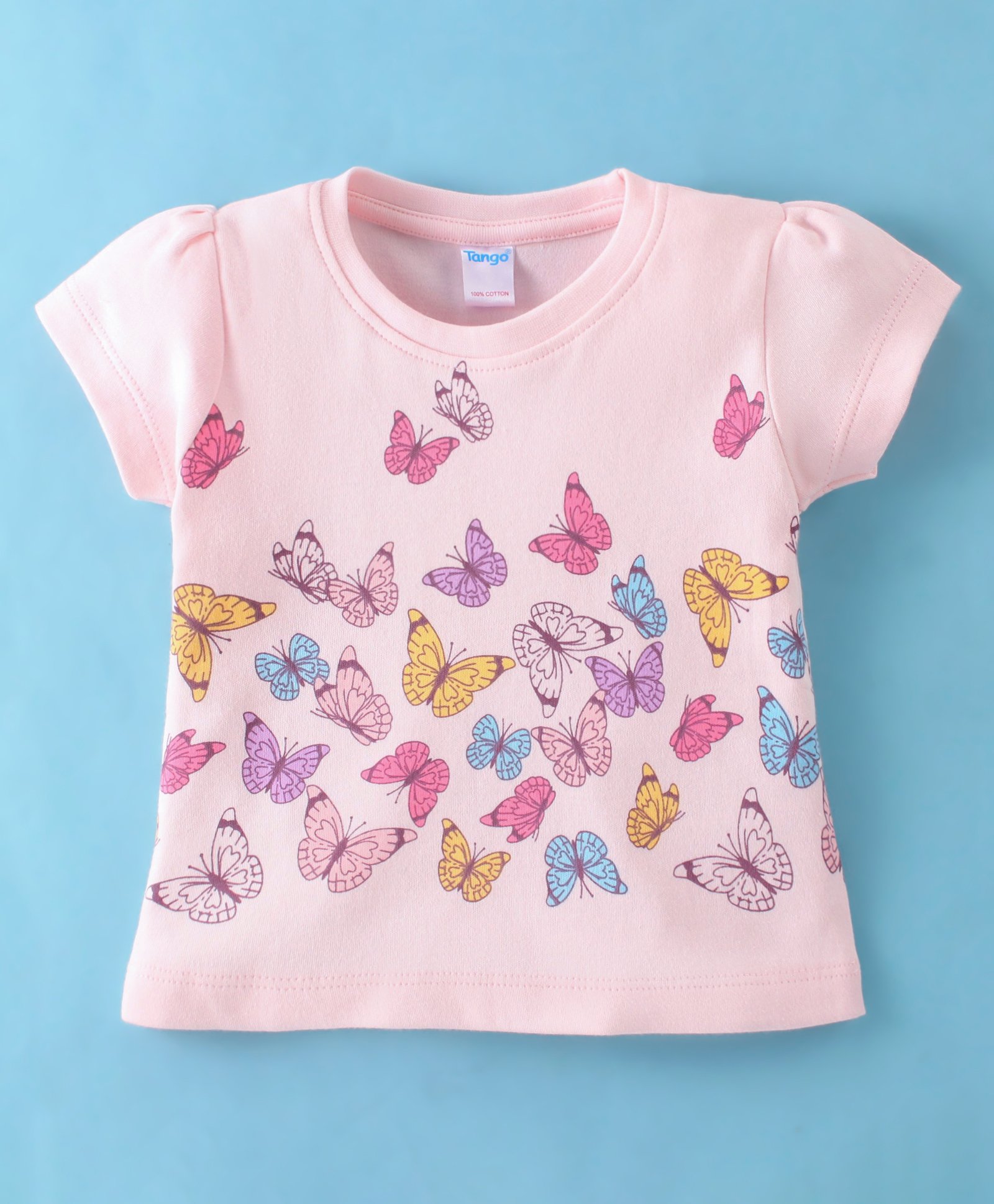 TANGO Interlock Half Sleeves Top with Butterflies Print - Pink-picture-25