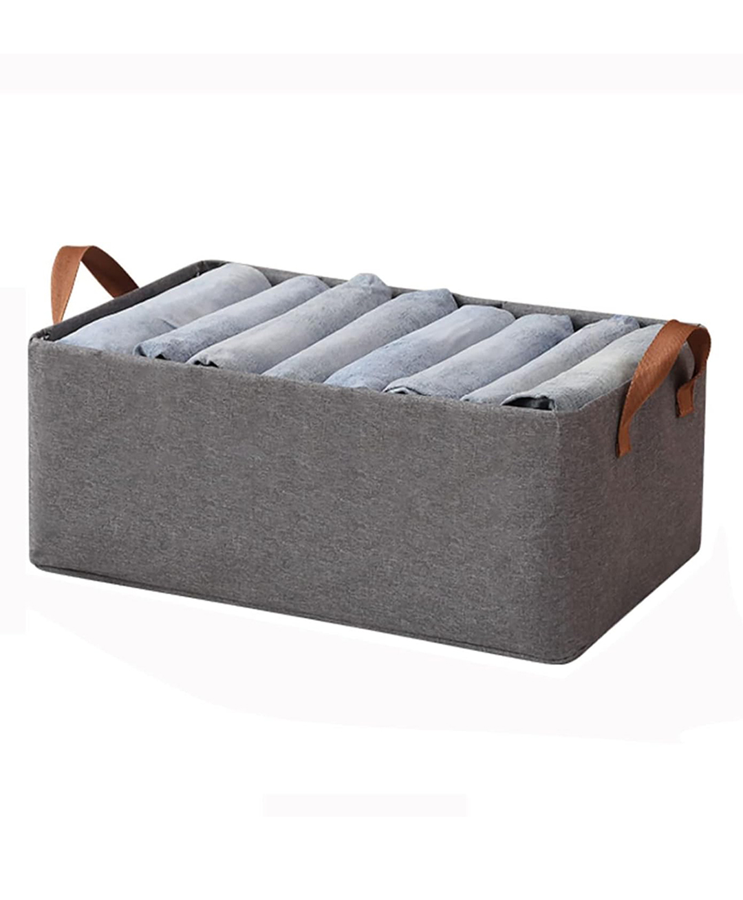 House of Quirk Durable Linen Closet Organizers and Foldable Storage Baskets Rectangle Storage Boxes for Pants Shirt Sweaters Bra Panty Socks  - Dark Grey-image-33