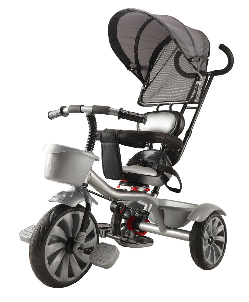 JoyRide Flyer Plus Tricycle for Kids Tricycle with Comfortable Cushion & Brakes in Wheel - Rotating Seat - Boys and Girls Age Group 2 to 5 Years Tricycle - Silver-picture-21