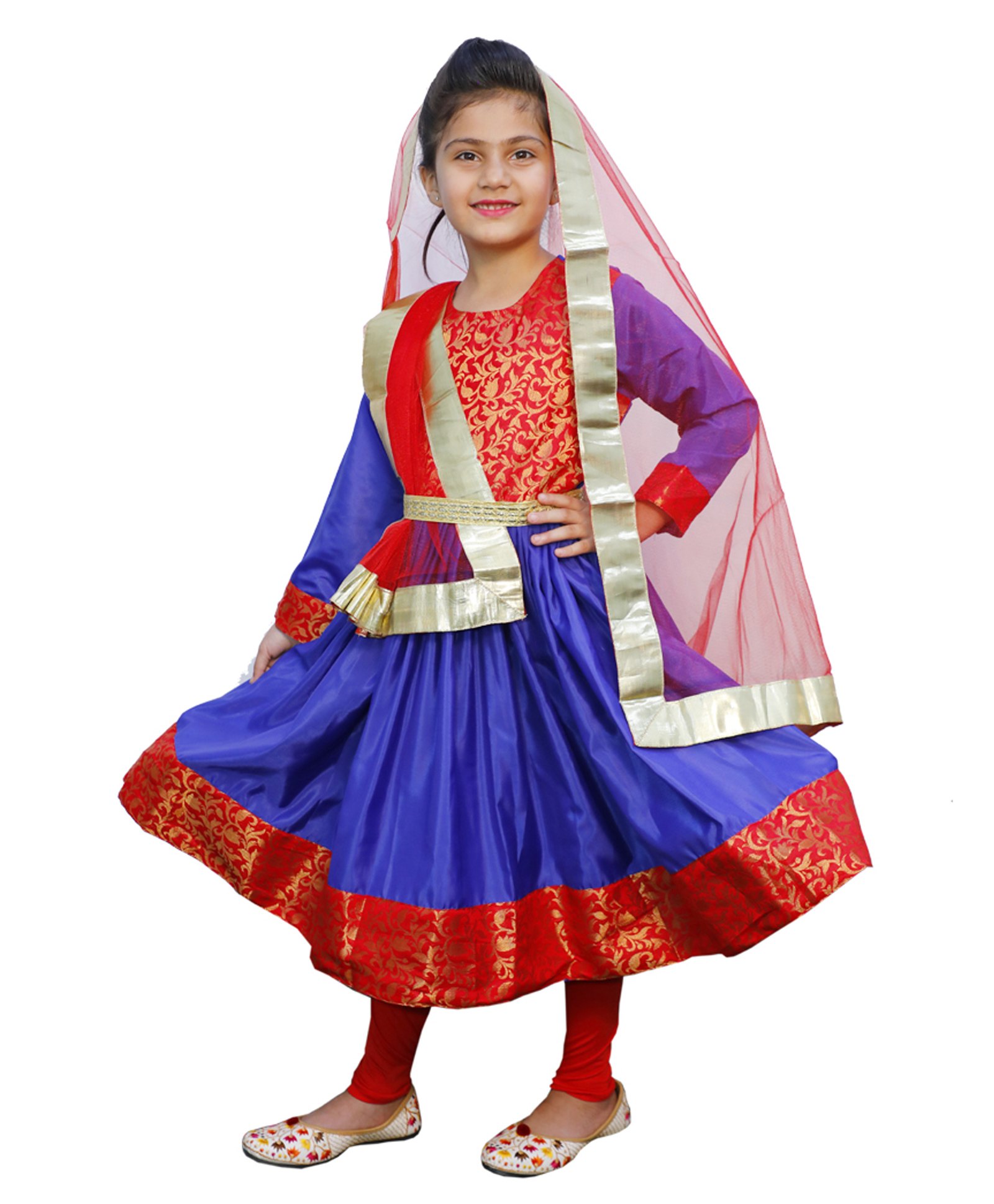 Itsmycostume Kathak Theme Costume Set - Blue & Red