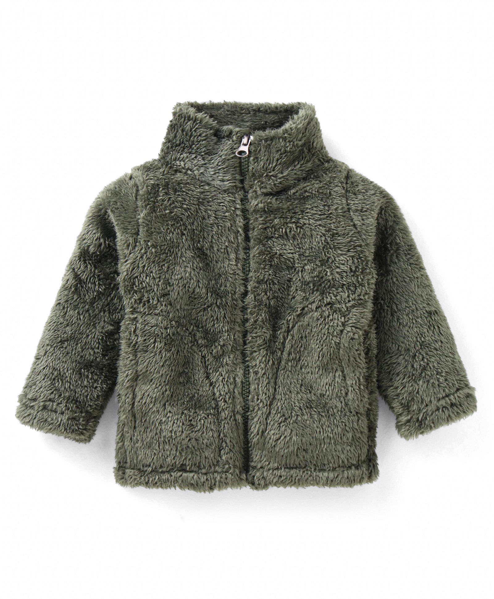Kanvin Full Sleeves Solid Fur Jacket with Pockets - Olive Green-picture-13