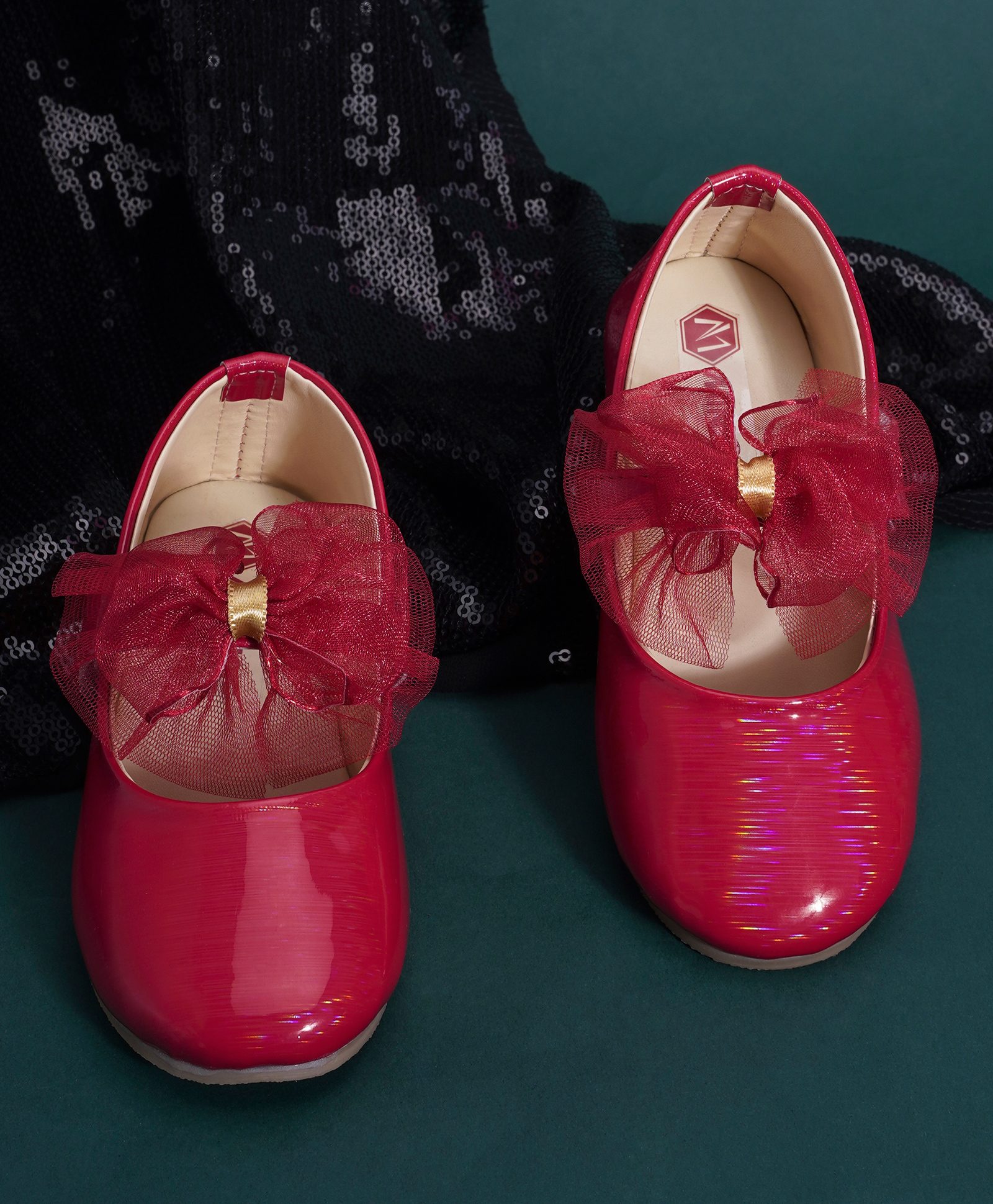 Mine Sole Bow Detailed Ballerinas -Red-image-23