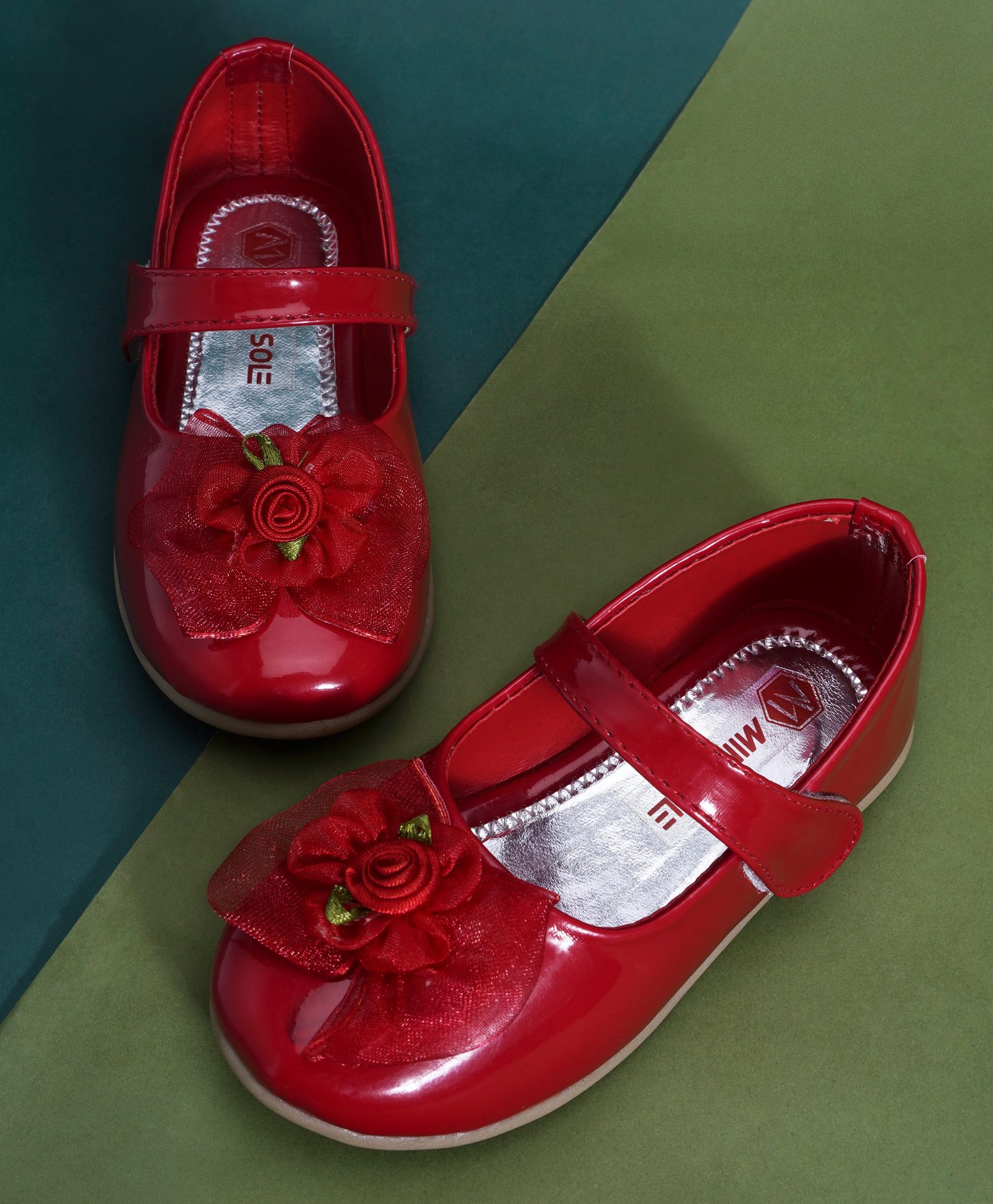 Mine Sole Floral  Detailed Ballerinas -Red-image-27