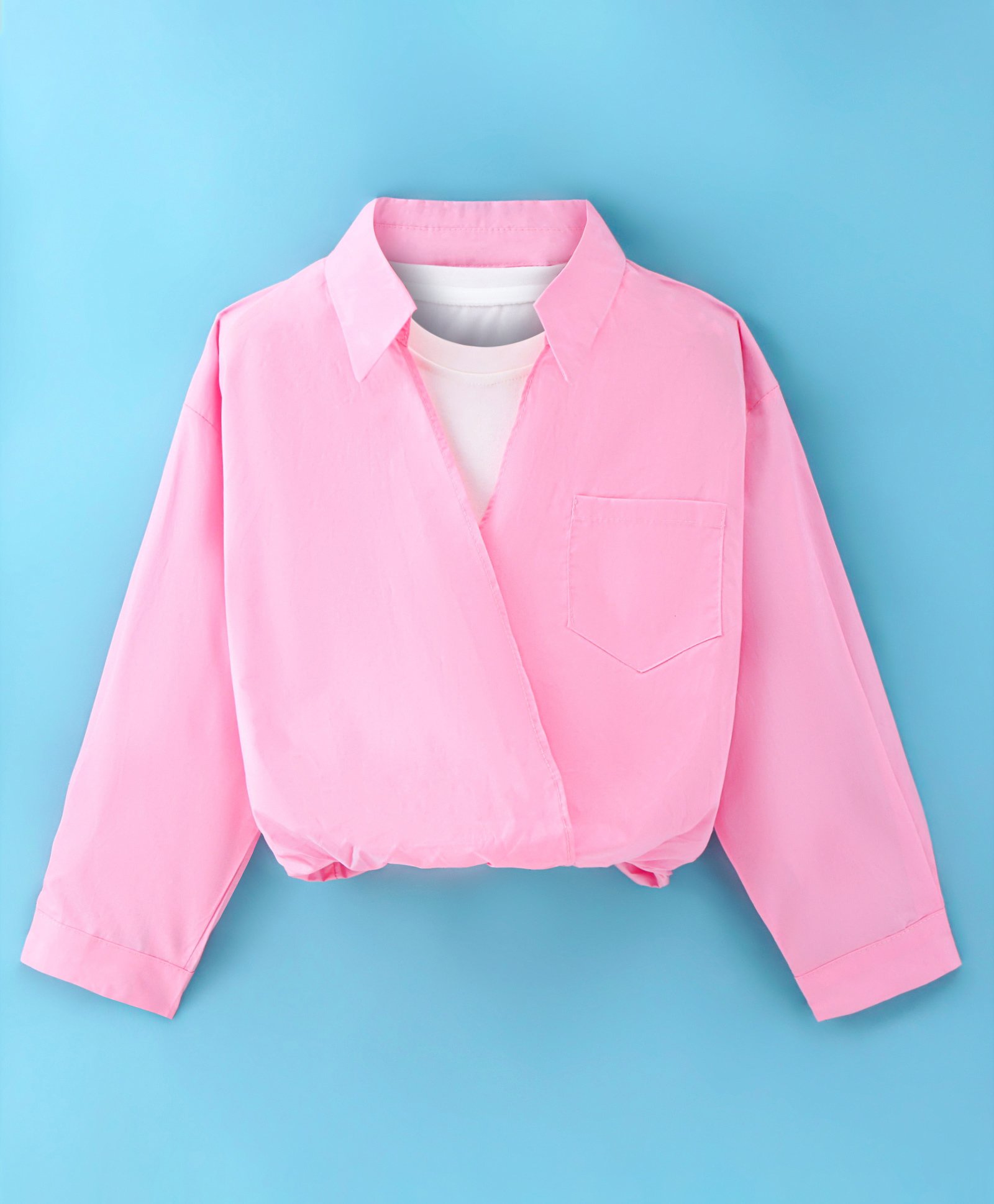 Kookie Kids Full Sleeves Overlapping Top - Pink-image-43