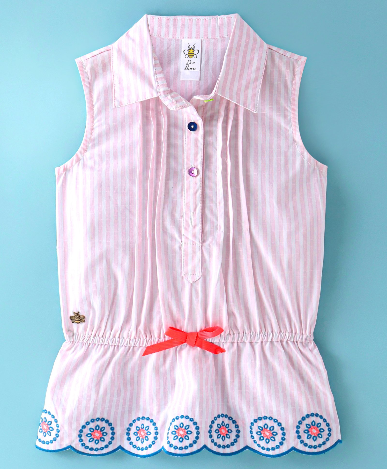 Kookie Kids Sleeveless Striped Collar Top - PInk-image-29