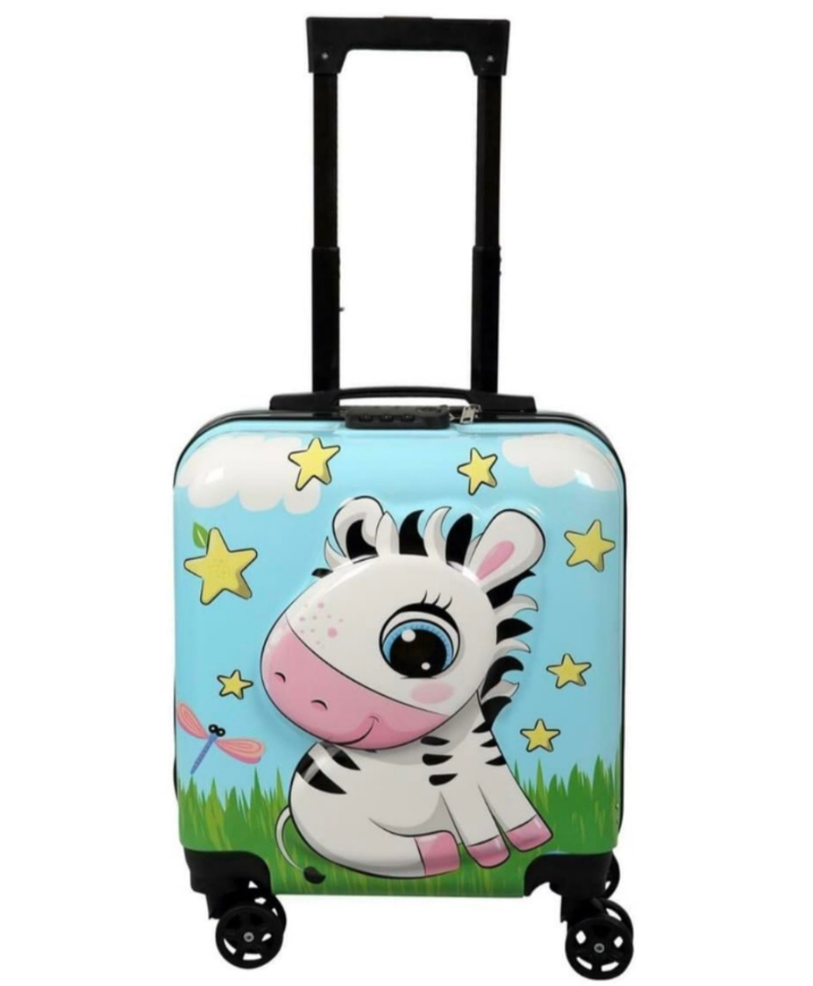 AHC ZIKKU Kids Travel Trolley Bag, Hard Polycarbonate Case, Light Weight, 360 Degree Wheeling System, Suitcase for Kids  - Zebra-picture-44