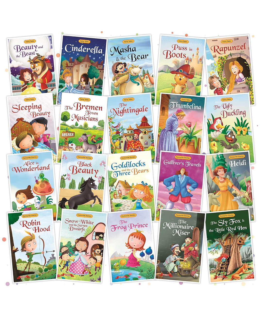Set of 20 Favourite & Fairy Tales Story Books | English Short Stories -  Robinhood, Snow White, Alice in Wonderland,Cinderella,Rapunzel, Ugly Duckling & Others-image-3