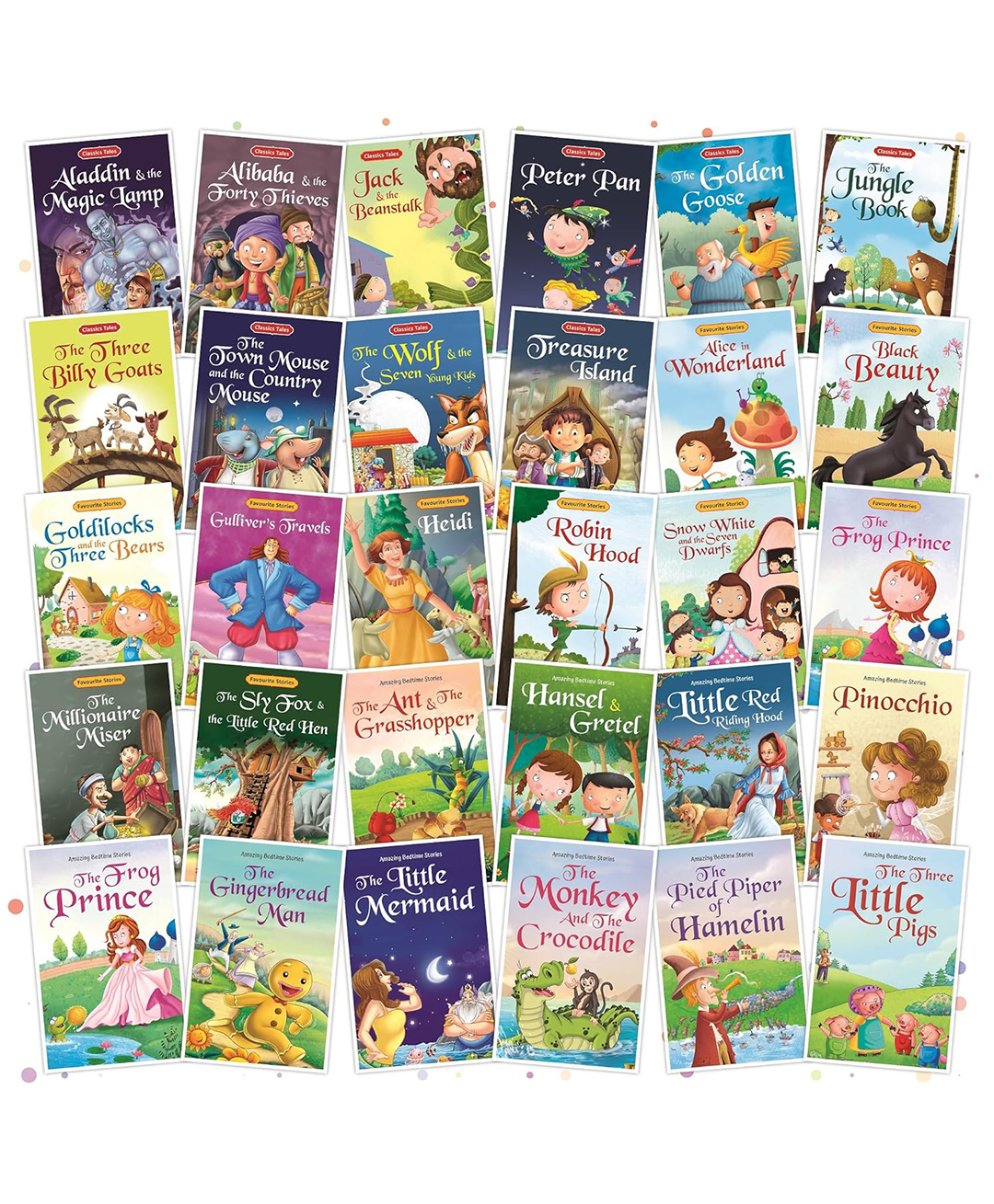Set of 30 Classic Tales, Favourite & Bedtime Story Books | English Short Stories for 3+ | Pinocchio,Three Little Pigs, Aladdin, Jungle Book, Snow White & Others-image-33