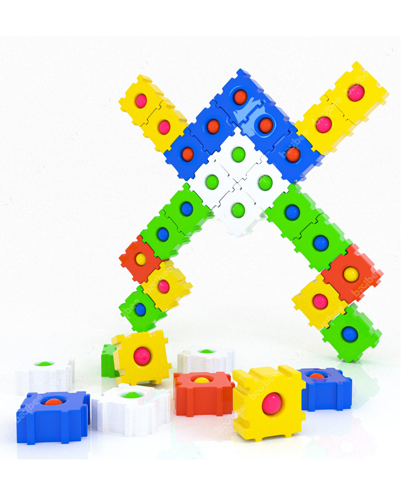 Baybee 30 Pcs Jigsaw Puzzle Pop It Toys for Kids, Autism Special Needs Silicone Stress Relief Toy | Big Push Pop Bubble Fidget Sensory Toys-image-32