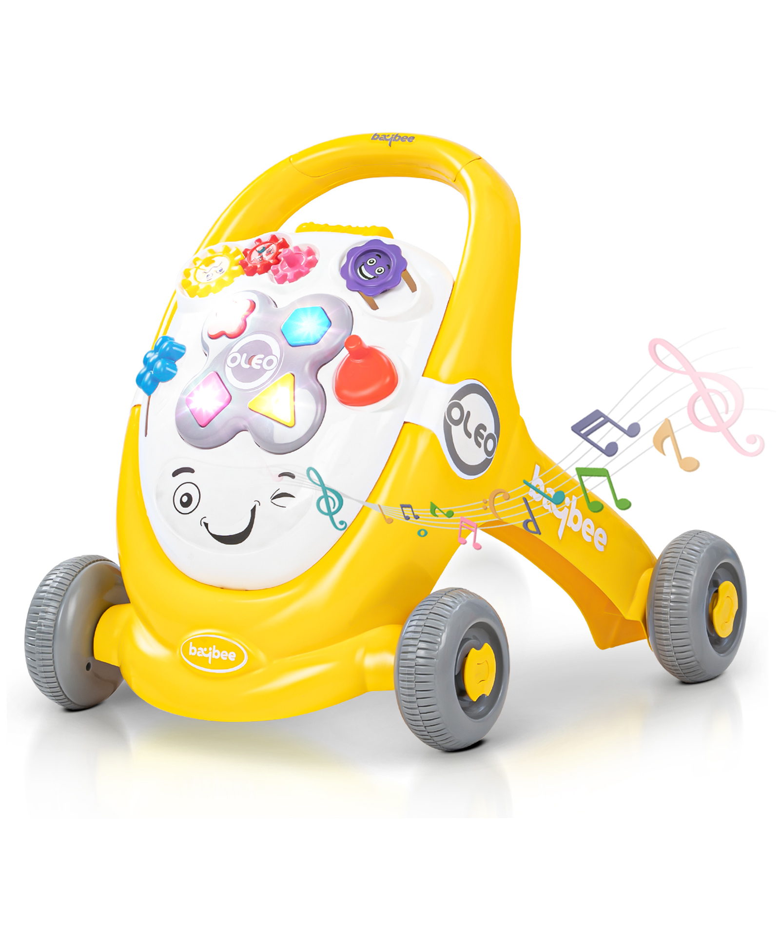 Baybee Oleo Baby Walker for Kids, Baby Activity Walker With Music, LED Light, Rotating Gears & Easy Grip Push Handle | Kids Walker For Baby Toddlers (Yellow)-picture-38