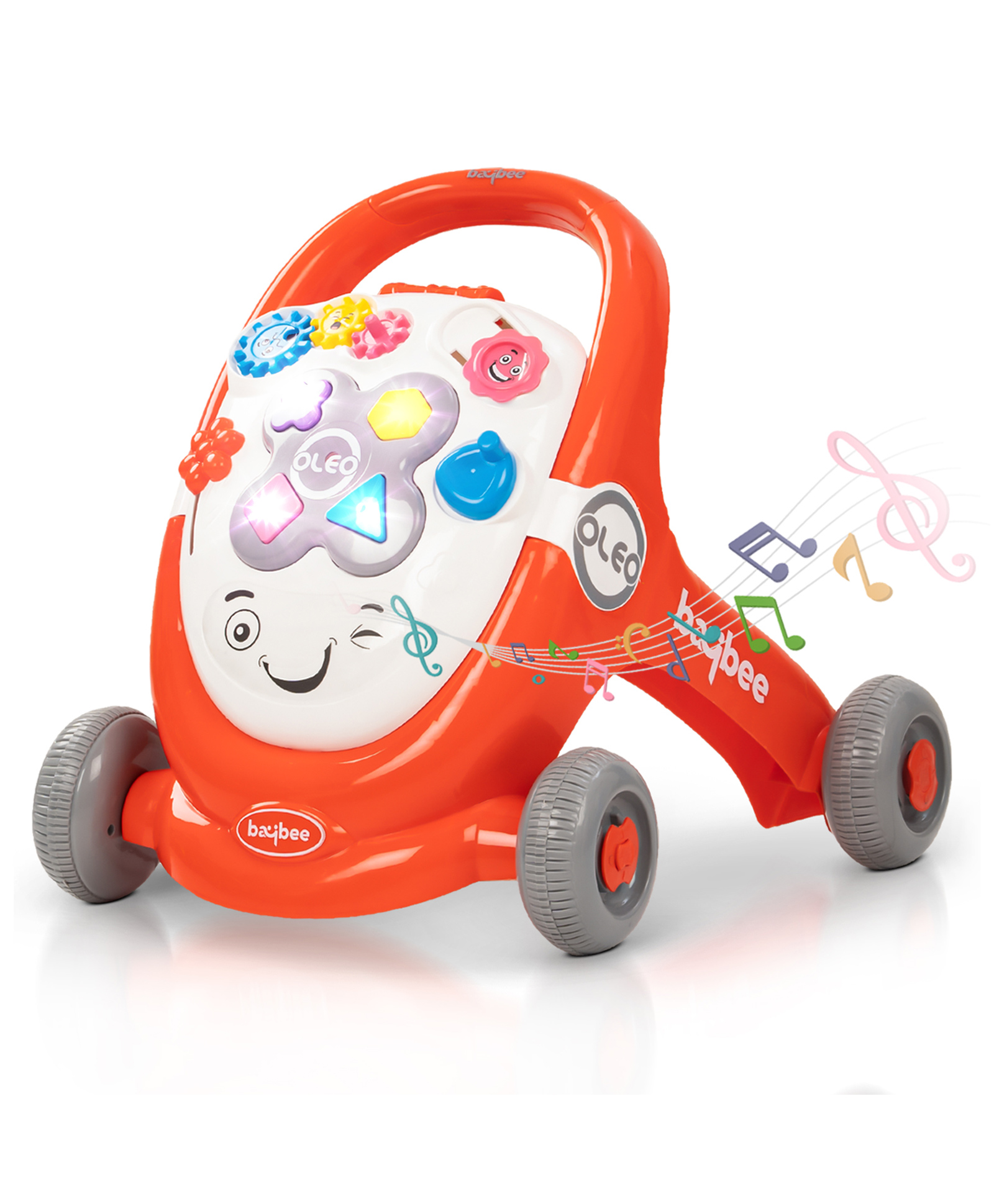 Baybee Oleo Baby Walker for Kids, Baby Activity Walker With Music, LED Light, Rotating Gears & Easy Grip Push Handle | Kids Walker For Baby Toddlers (Red)-picture-37
