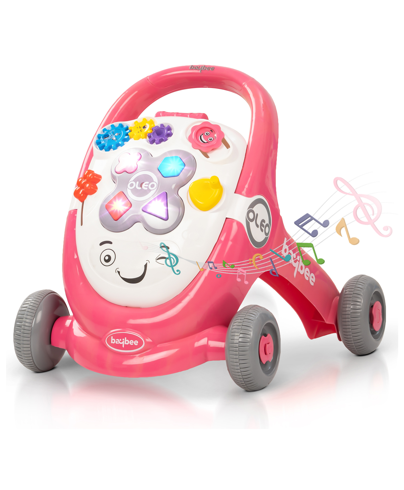 Baybee Oleo Baby Walker for Kids, Baby Activity Walker With Music, LED Light, Rotating Gears & Easy Grip Push Handle | Kids Walker For Baby Toddlers (Pink)-picture-34