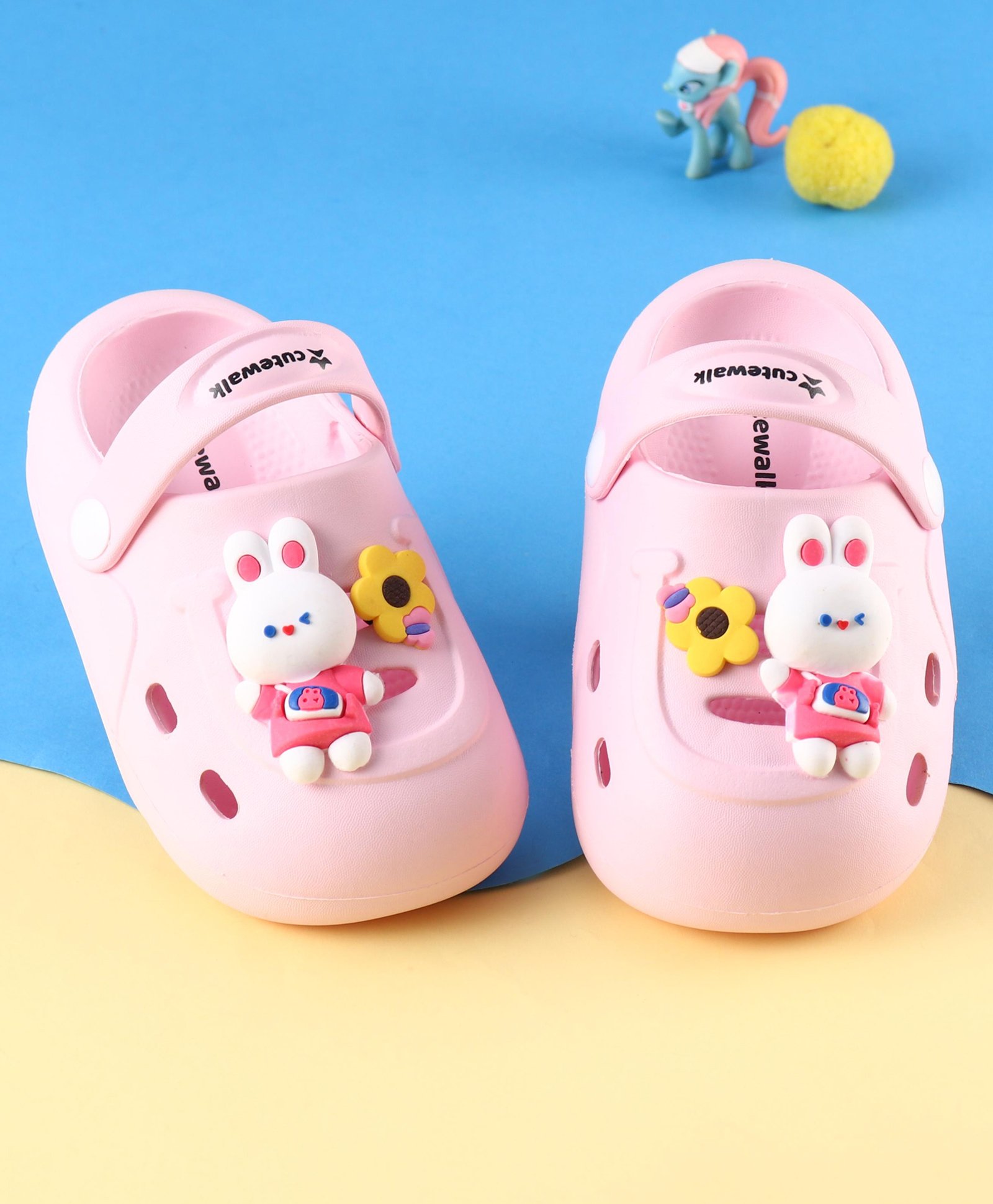 Cute Walk by Babyhug Clogs with Backstrap Bunny Applique - Pink