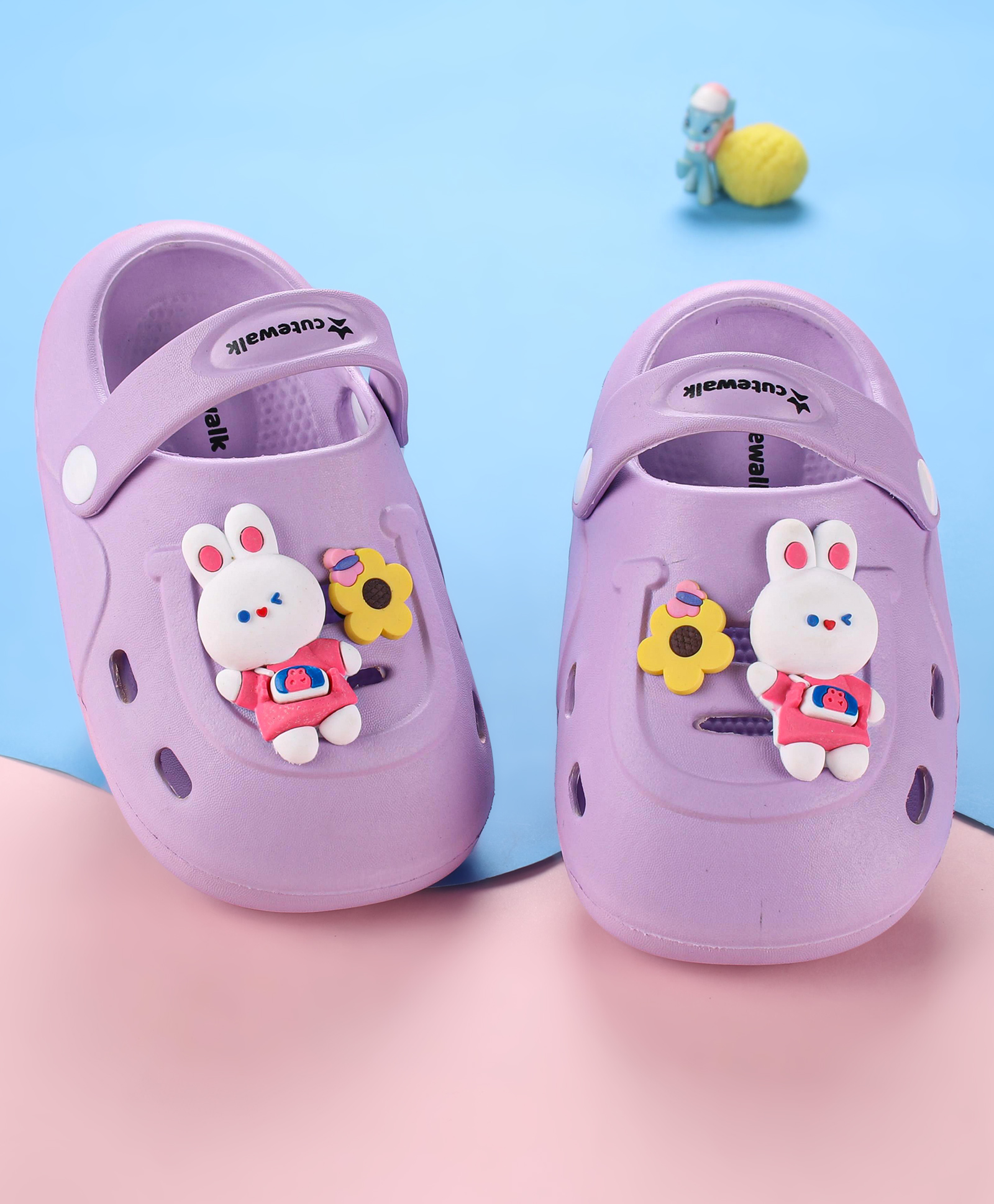 Cute Walk by Babyhug Clogs with Backstrap Bunny Applique - Purple-picture-26
