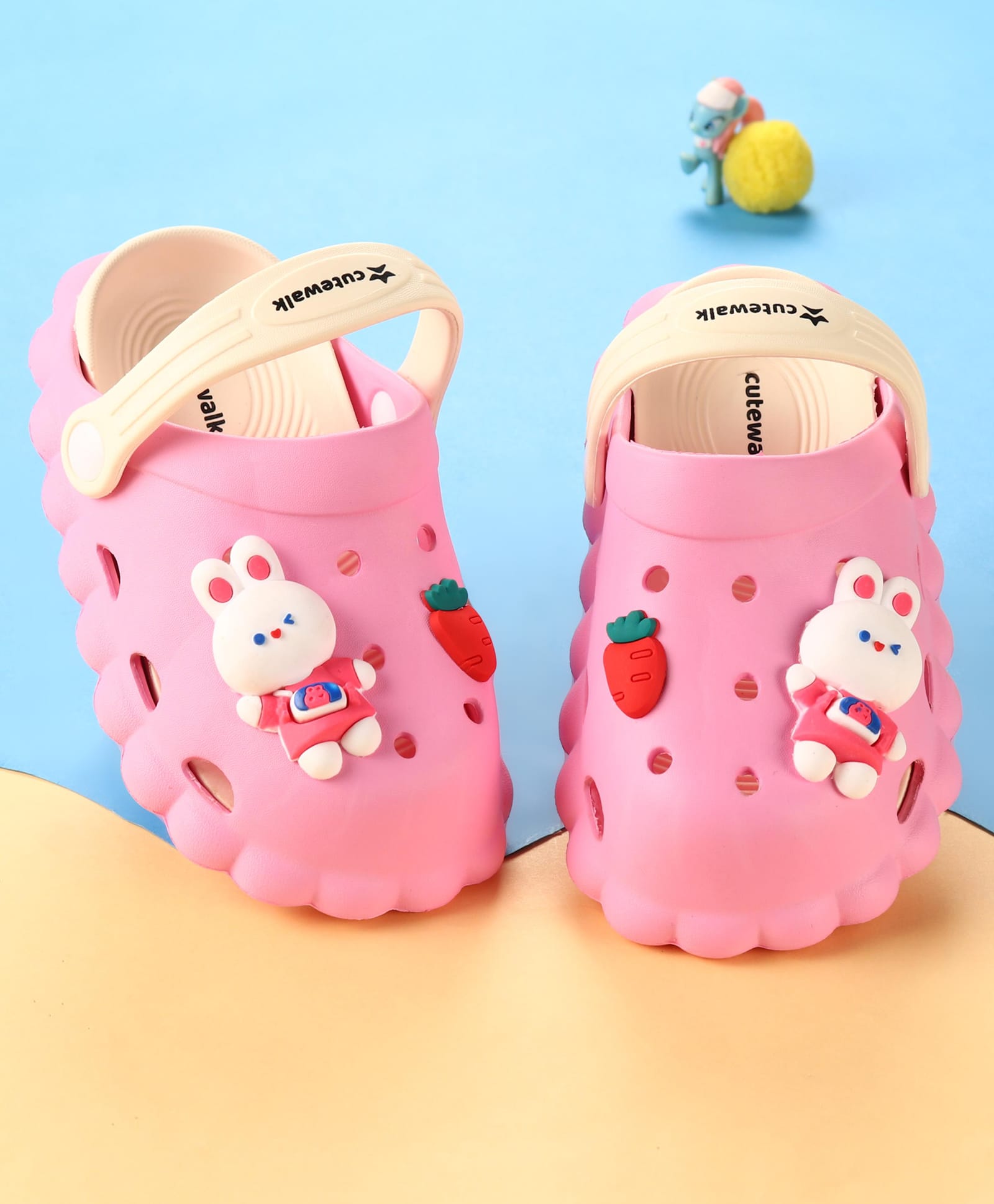 Cute Walk by Babyhug Clogs with Backstrap Bunny Applique - Pink-picture-19
