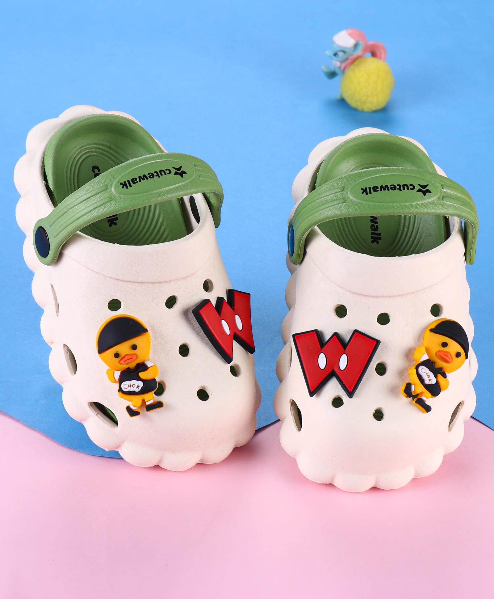 Cute Walk by Babyhug Clogs with Backstrap with Duck Applique - Green-picture-11