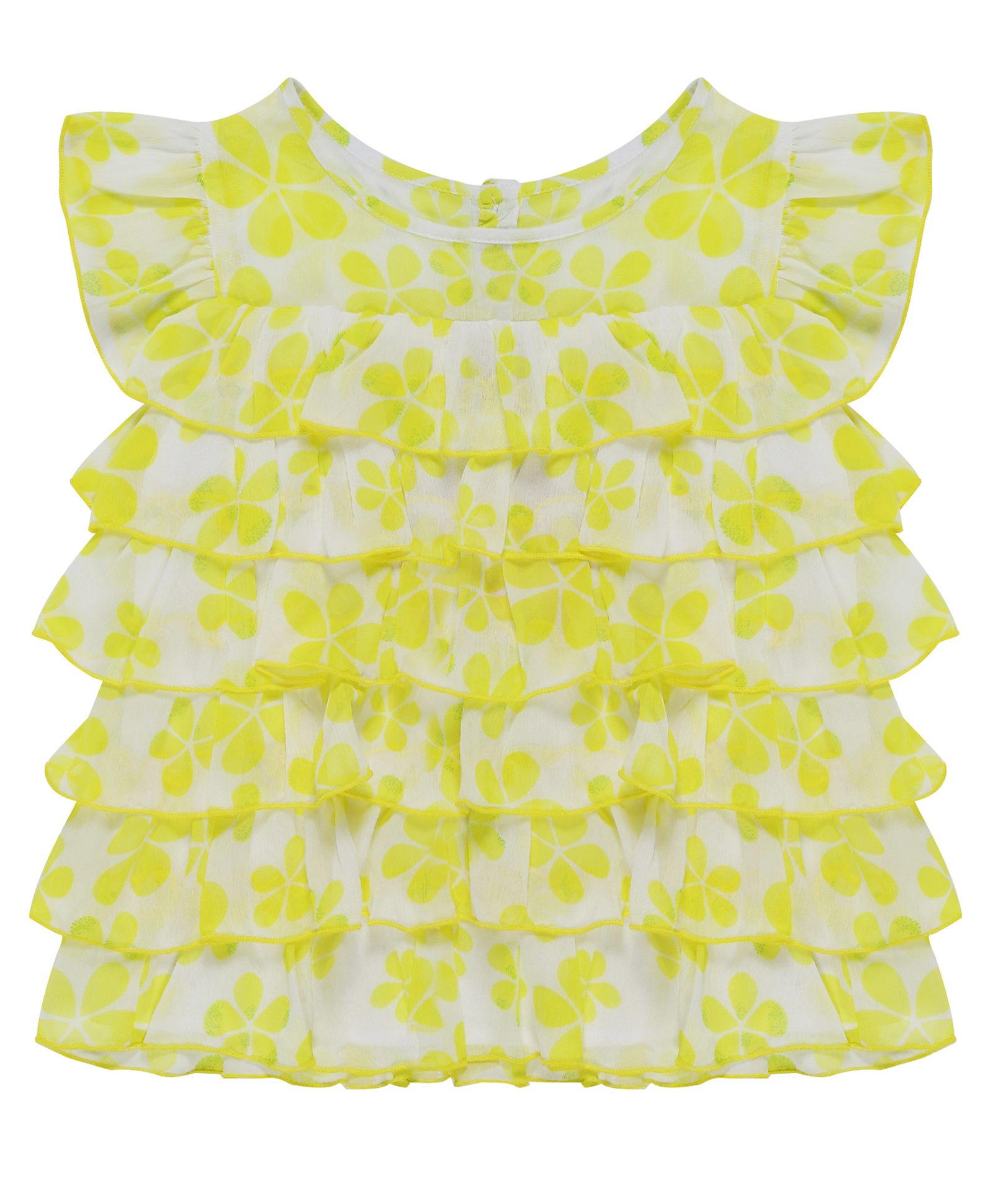 Young Birds Frill Sleeves Floral Printed Layered Top - Yellow-picture-12