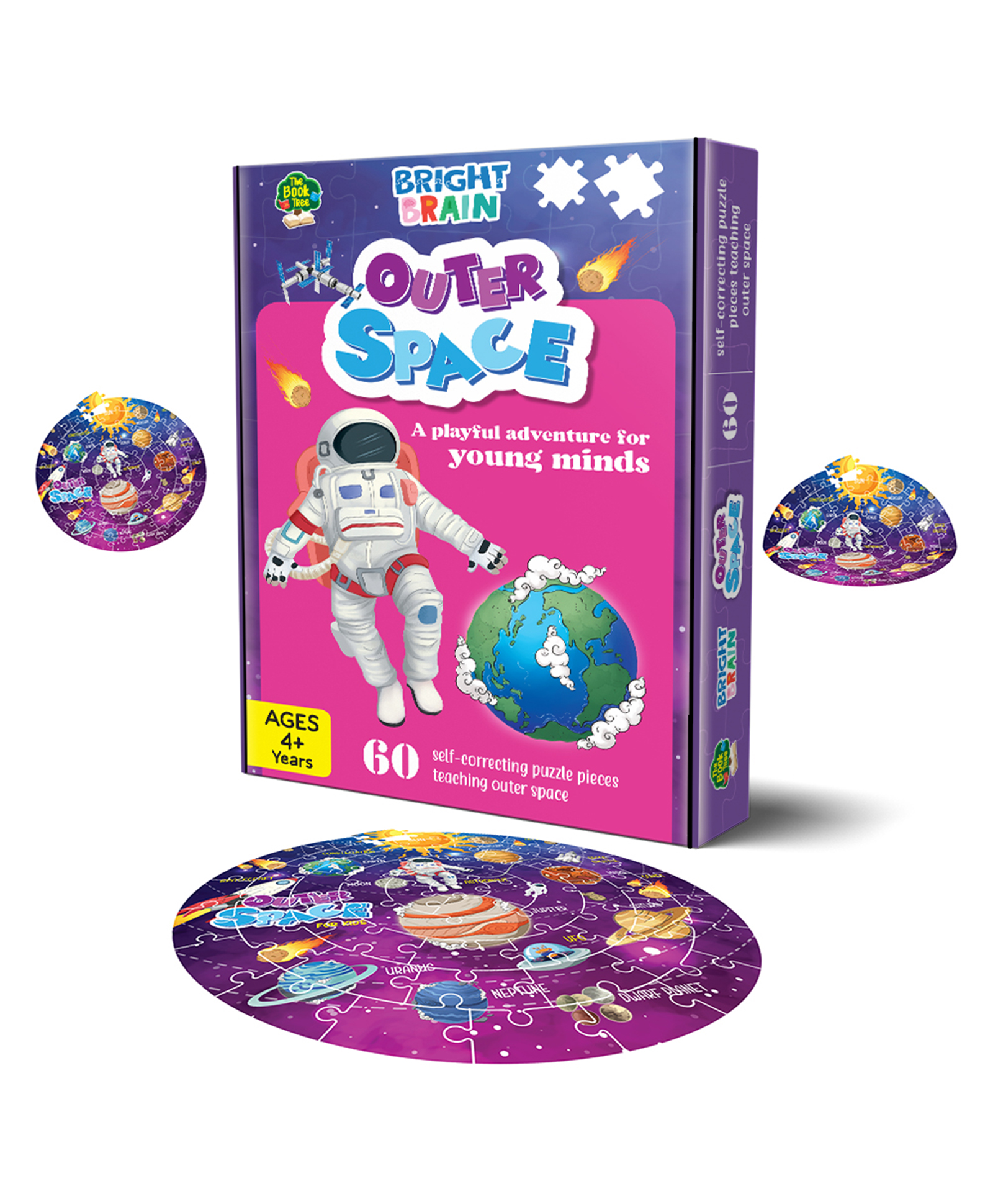 MAJESTIC BOOK CLUB Bright Brain Outer Space 60 Piece Jigsaw Puzzle for Preschoolers, Educational Toy for Learning Space, Gifts for Kids Ages 3 to 6-image-45