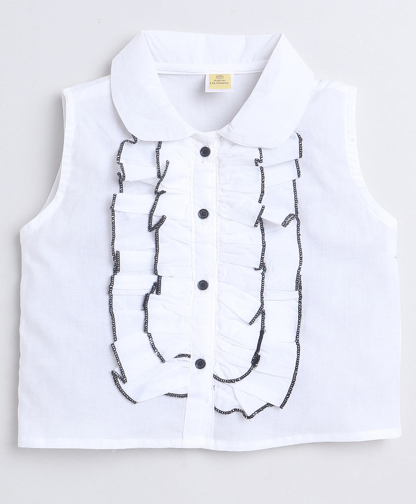 Aww Hunnie 100% Cotton Sleeveless Frill Detailed Top - White-picture-14