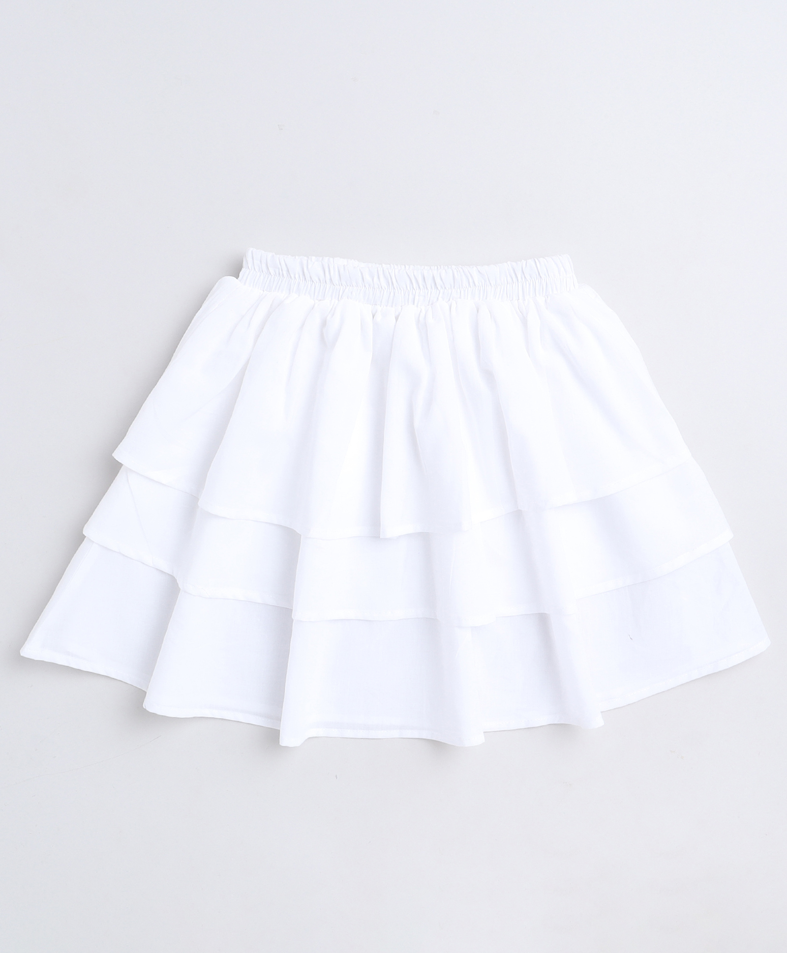 Aww Hunnie 100% Cotton Solid Layered Skirt - White-picture-20