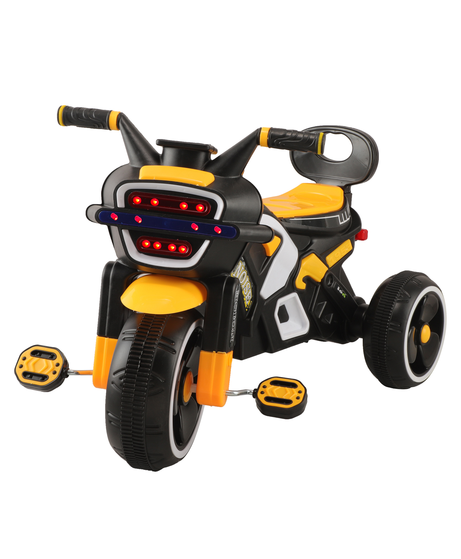 JoyRide Noise Bike Pedal Tricycle for Kids Toddler Trike Headlight, Music, Eva Wheels & Curved Seat and backrest Push Along Pedal Trike for 15 Months to 3 Years - Yellow-image-10