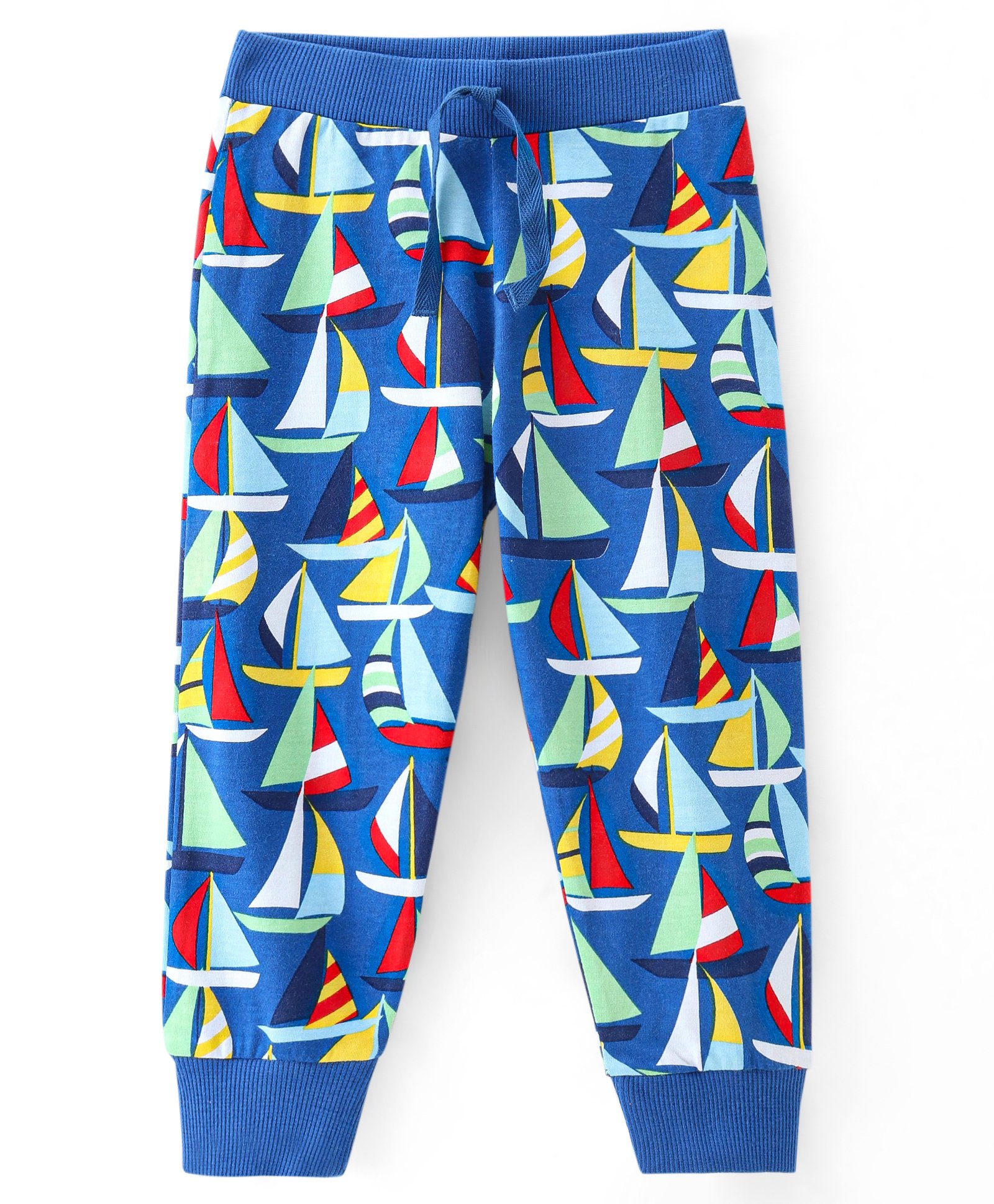 Babyhug Cotton Knit Full Length Lounge Pant with Boat Print - Blue-picture-16