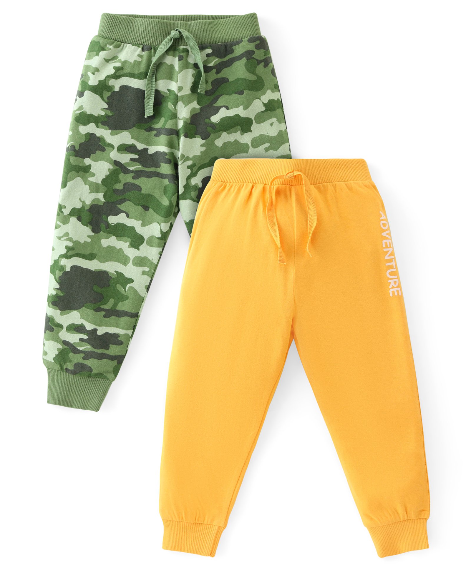 Babyhug Cotton Knit Full Length Lounge Pants with Camouflage & Text Print Pack of 2 - Multicolour-picture-28