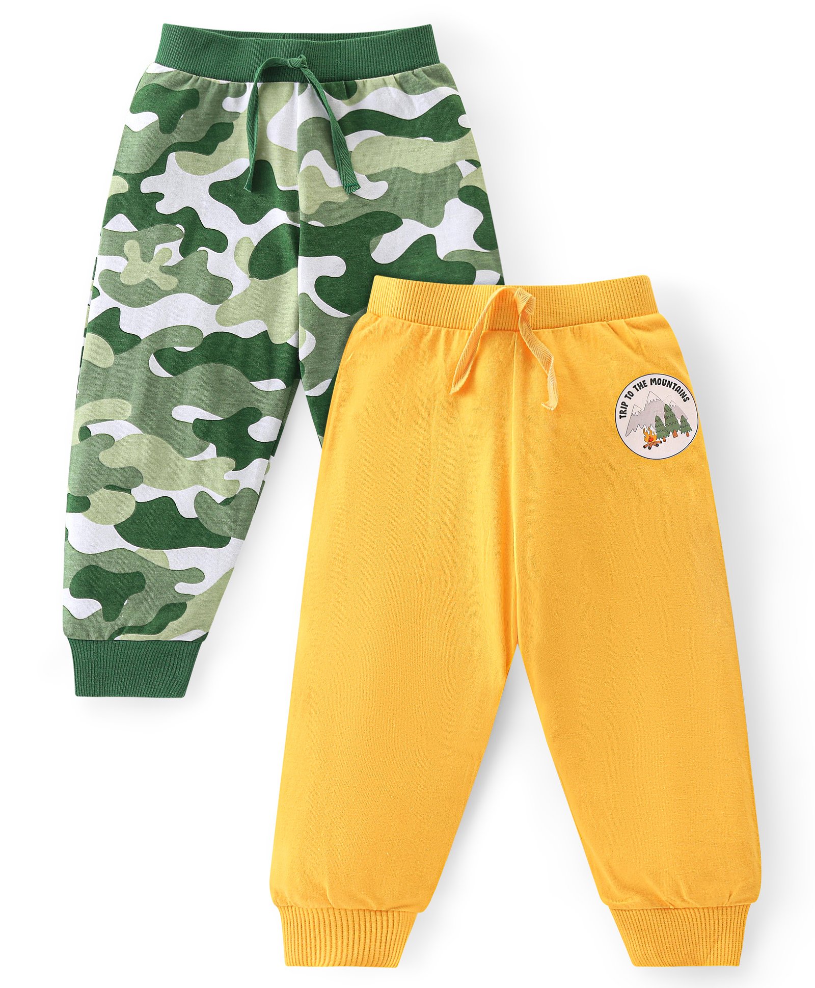 Babyhug Cotton Knit  Full Length Lounge Pants Camouflage & Mountain Print Pack of 2 - Multicolour-image-10