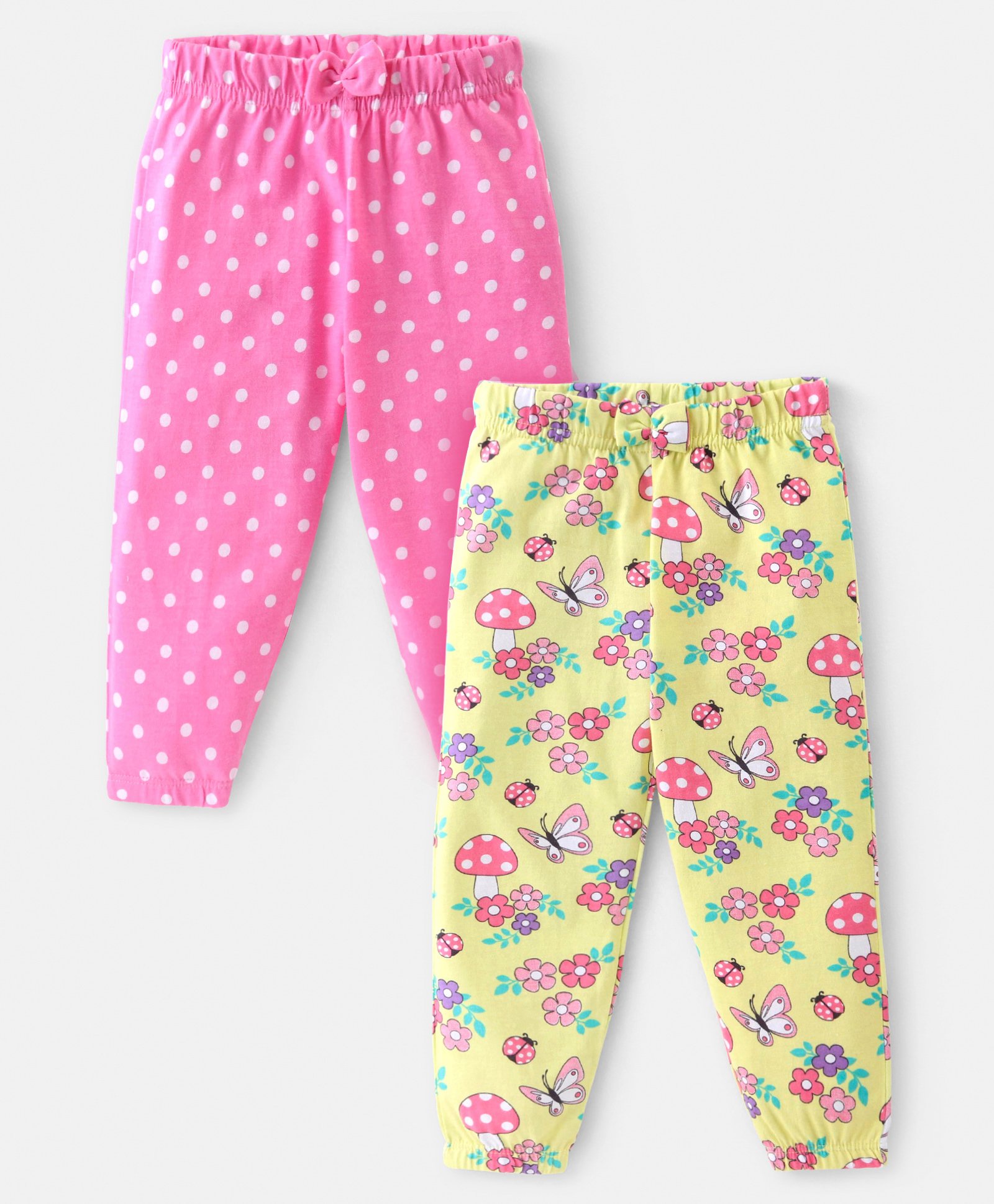 Babyhug Cotton Knit Full Length Lounge Pant with Floral & Butterfly Print - Multicolour-picture-38