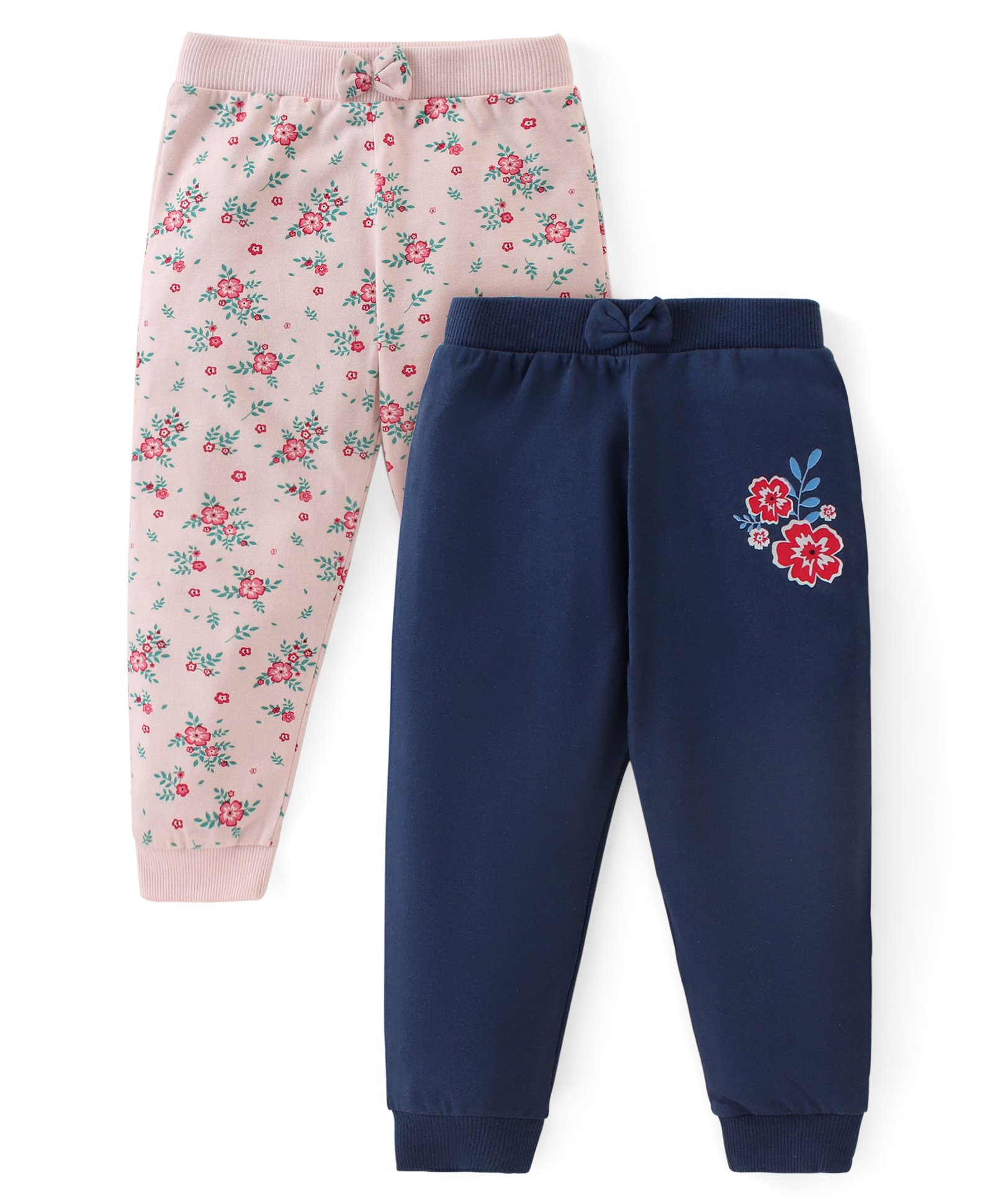 Babyhug Cotton Knit  Full Length Lounge Pant Floral Print Pack of 2 - Multicolour-picture-24