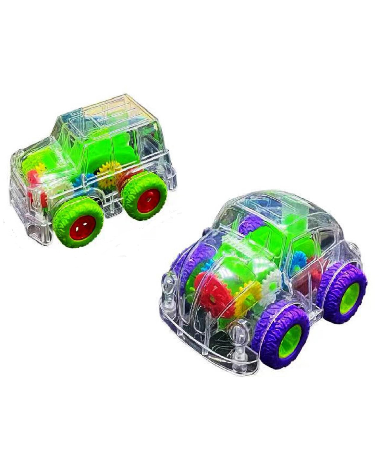 BabyGo Transparent Car Push and go Toy 4wd Car Friction Powered Cars 4 Wheel Drive Vehicles for Kids Plastic (  Multicolor) (Pack of 2)-picture-26