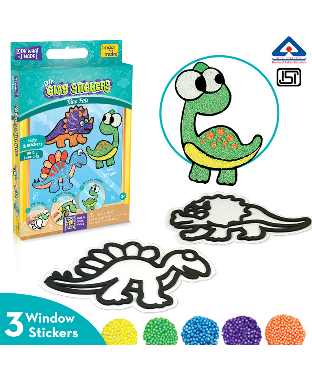 imagimake Imagi Make Clay Sticker Dino Pals- Multi Color-picture-18