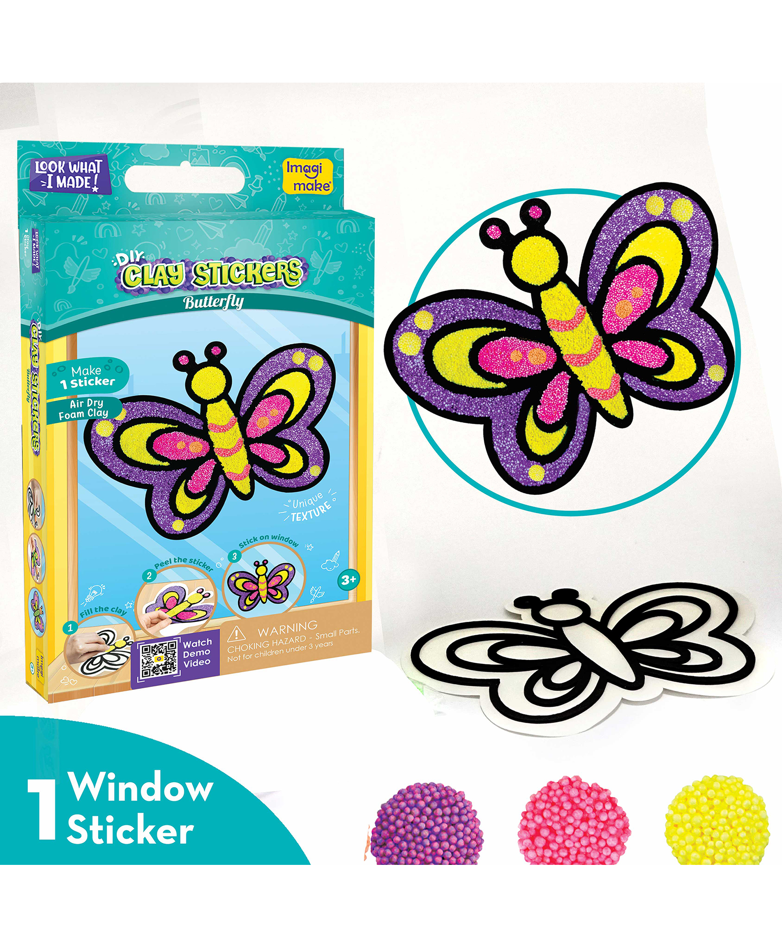 imagimake Imagi Make Clay Sticker Butterfly- Multi color-picture-24