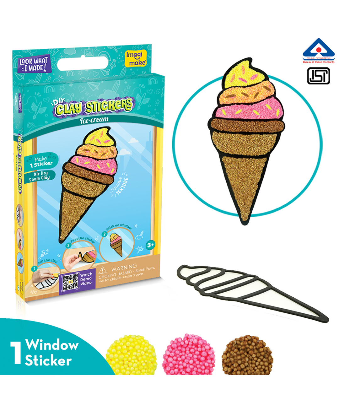 imagimake Imagi Make Clay Sticker Ice Cream - Multi Color-picture-25