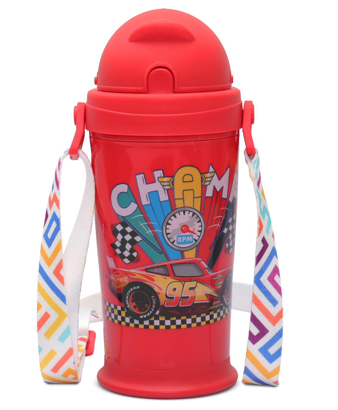 JAYPEE Zippy Stainless Steel Inner Insulated Hot & Cold Disney Champ Straw Sipper Water Bottle for Kids with Detachable Strap , 275 ml , Red-picture-22