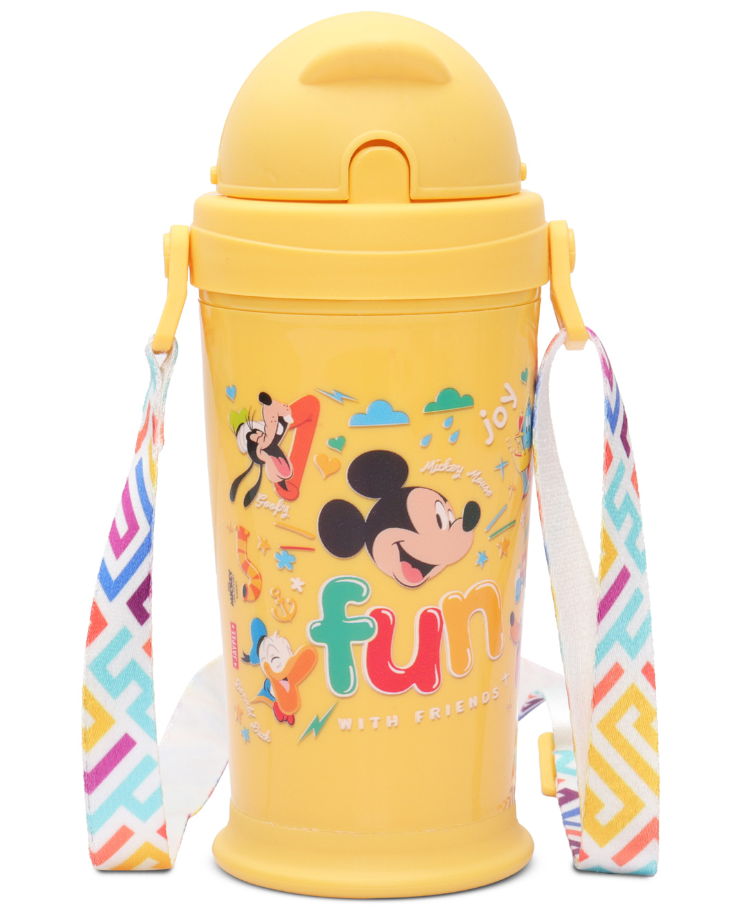 JAYPEE Zippy Stainless Steel Inner Insulated Hot & Cold Disney MIckey Mouse Straw Sipper Water Bottle for Kids with Detachable Strap , 275 ml , Yellow-image-22
