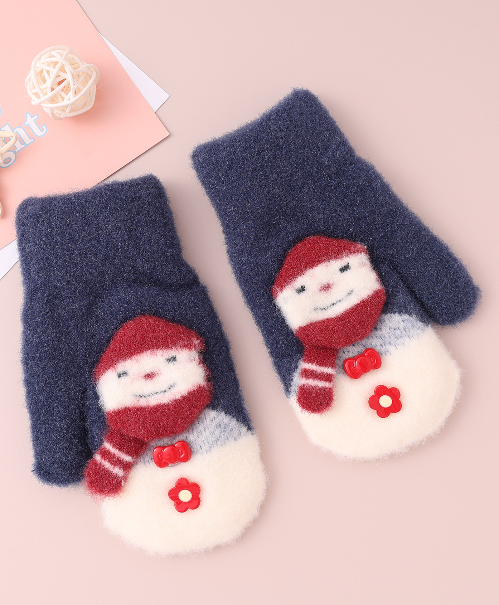 Babyhug Gloves with Snowman Design - Navy Blue-image-21