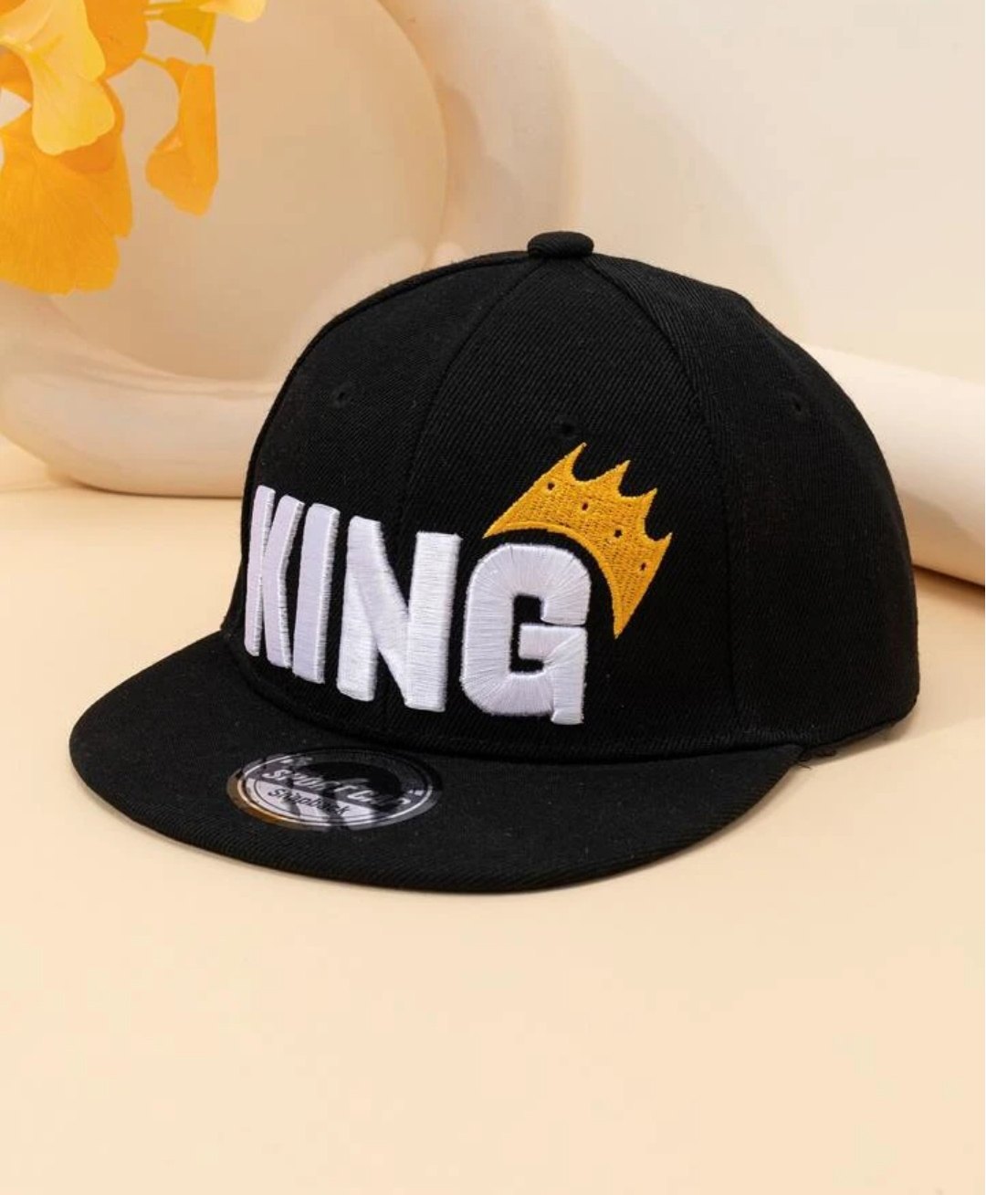 Ziory Cotton King Text Embroidered Sports Snapback Cap - Black-image-14
