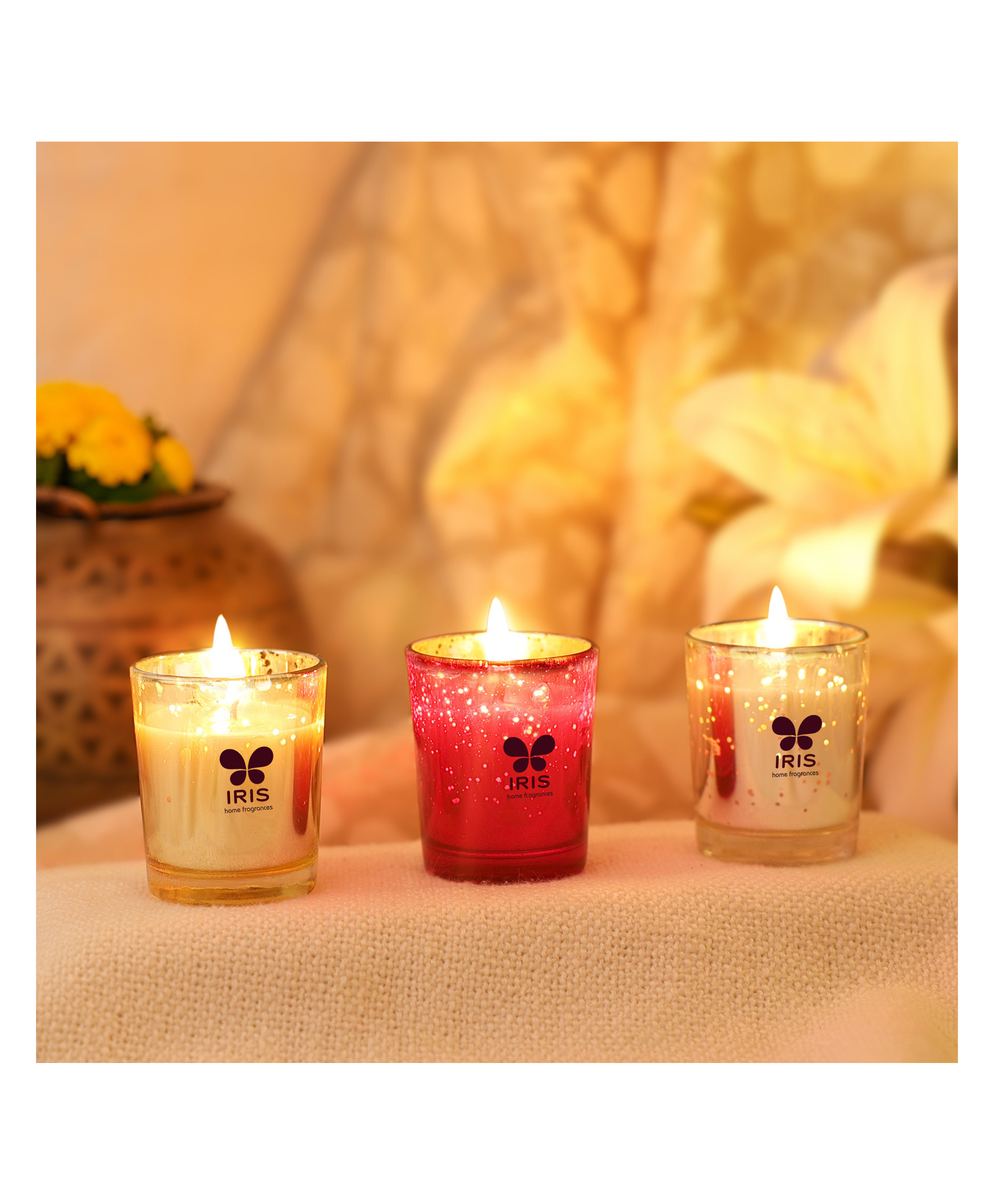 Iris Homefragrances Fragranced shot Glass candle- Pack of 3- Damask Rose, Cool Blue, Mango Sorbet-picture-13