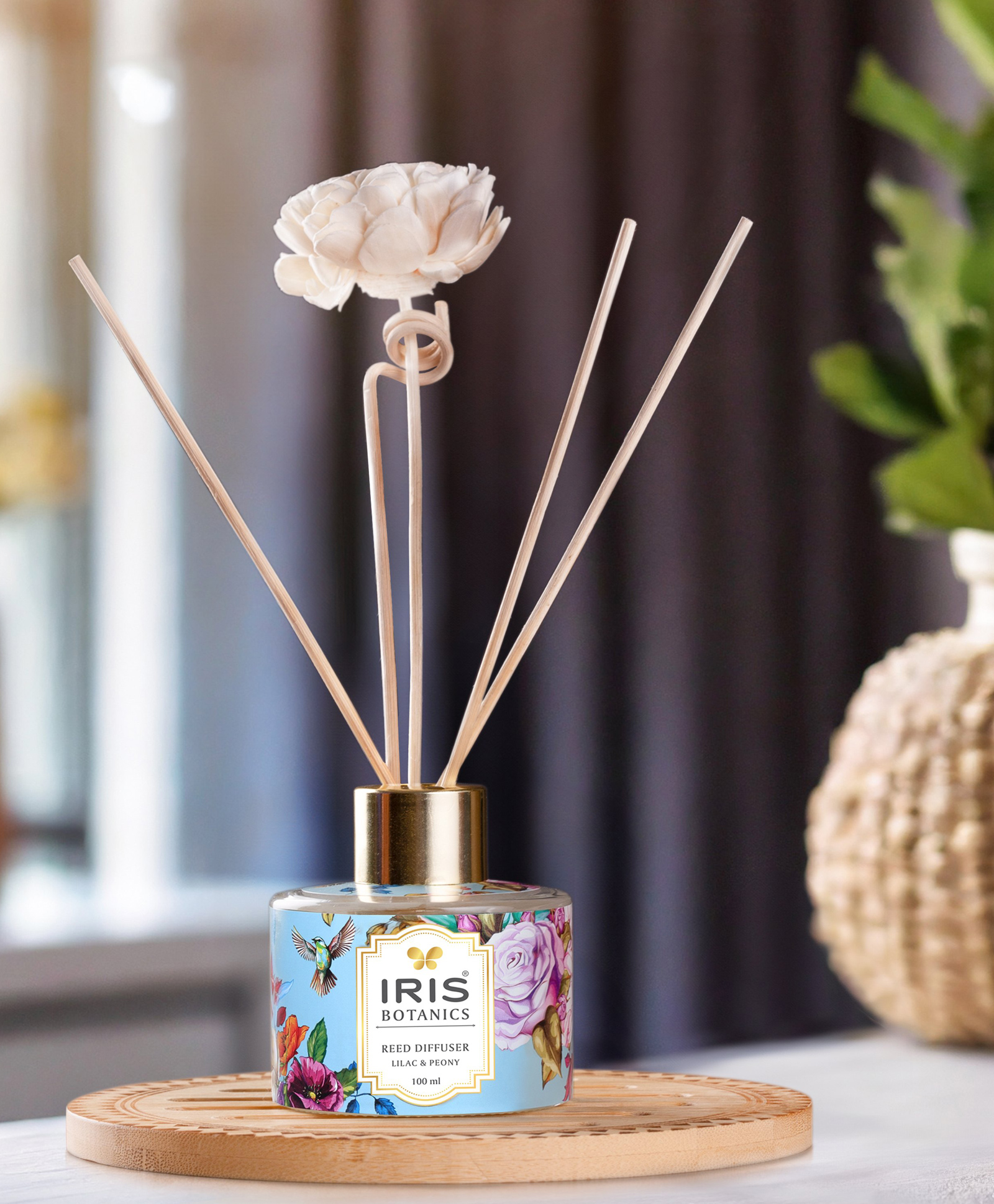 Iris Botanics Reed Diffuser set with 100ml oil and 6N Reed sticks- Fragrance Lilac & Peony-image-18
