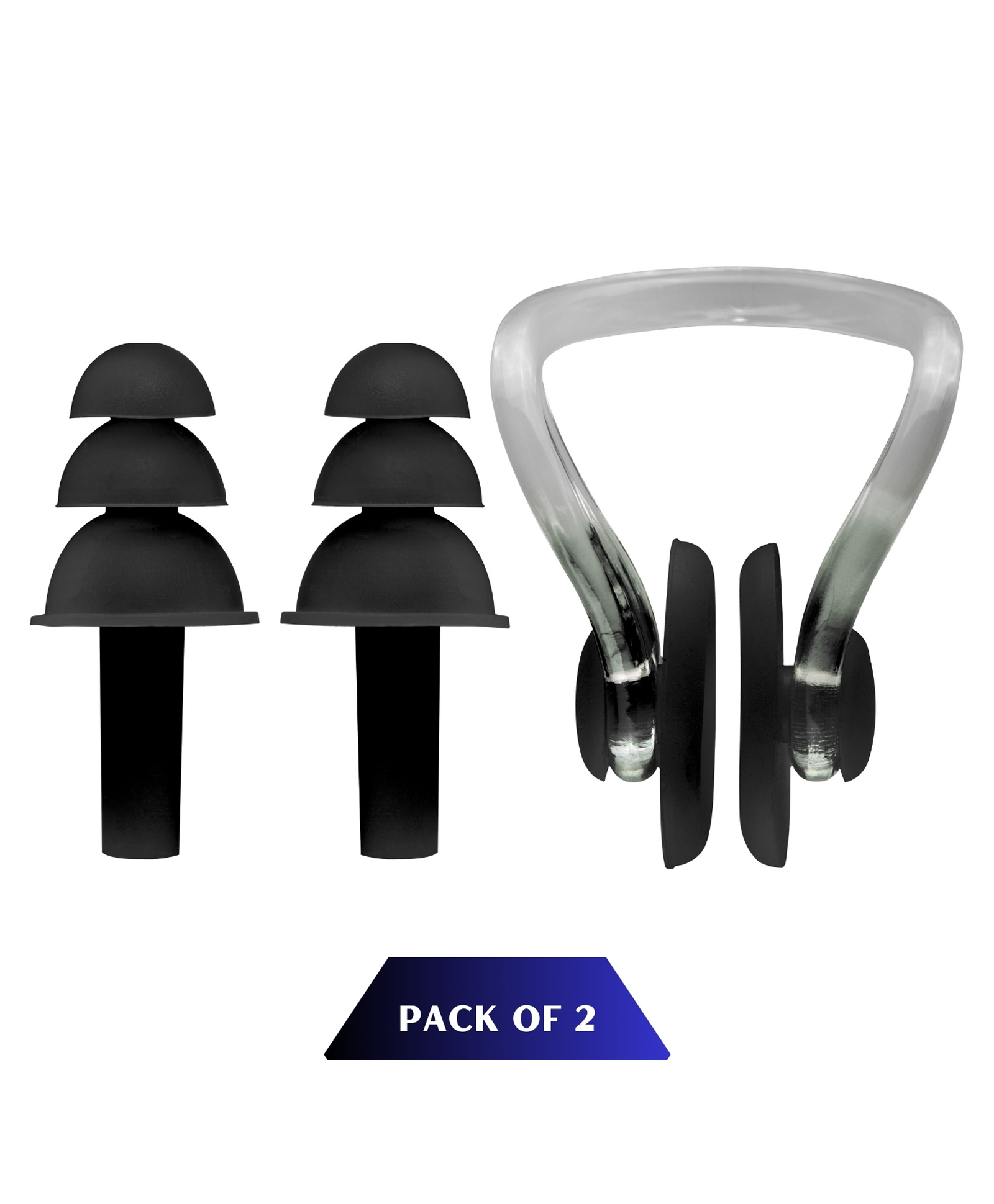 KARBD Nose Clip and Ear Plugs for Swimming Water Protection Earbuds Nose Plug - 2 Sets, Black-image-3