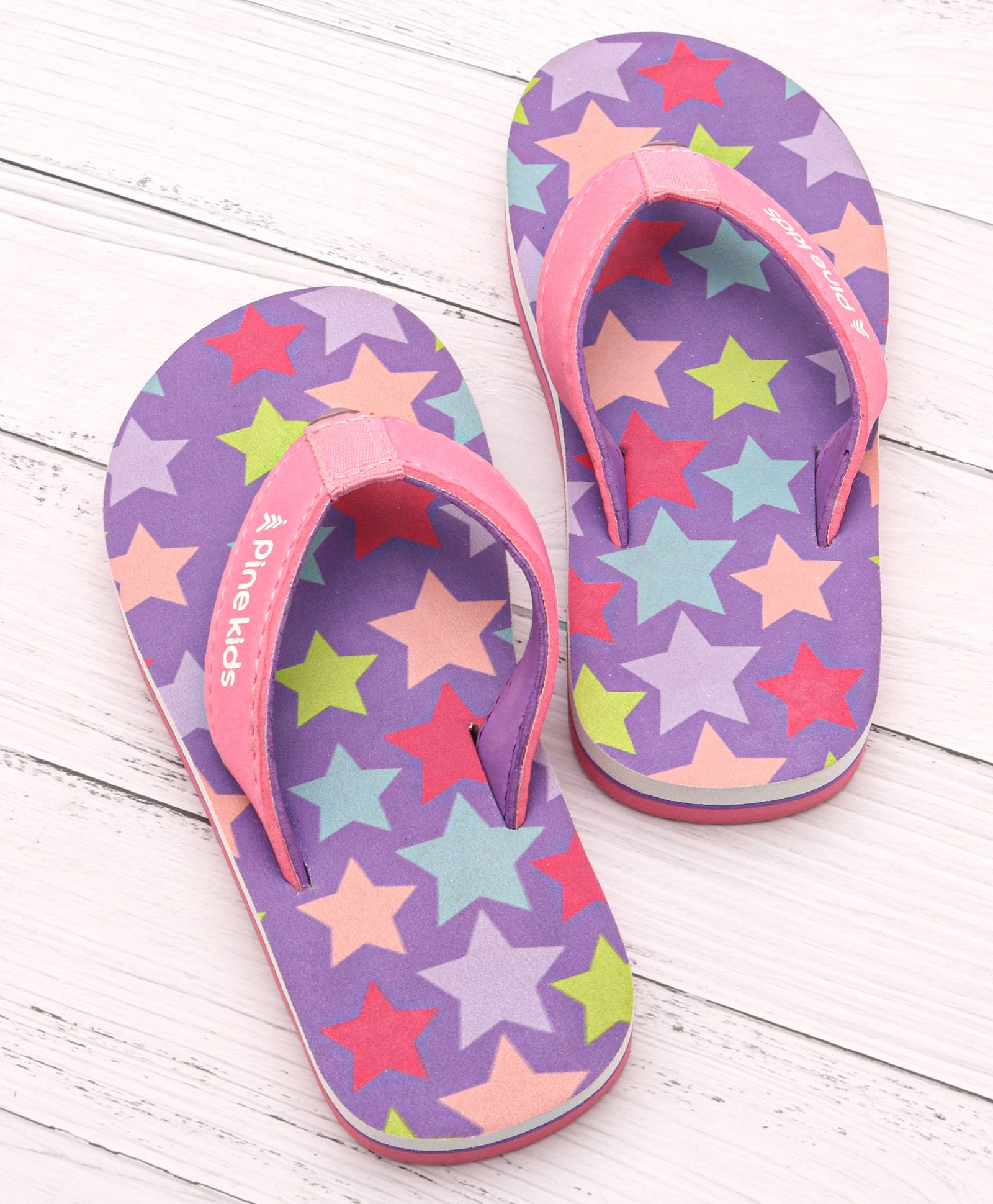 Pine Kids Slip On Flip Flops With Star Print -Lavender-image-46
