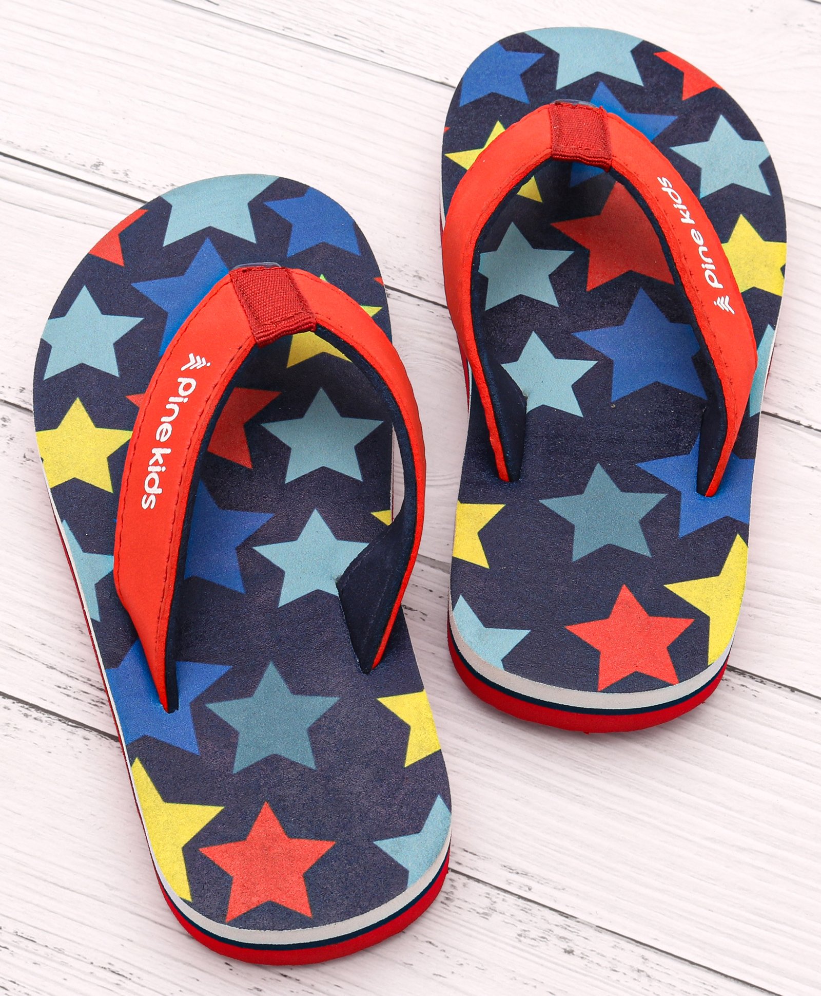 Pine Kids Slip On Flip Flops With Star Print -Navy-picture-11