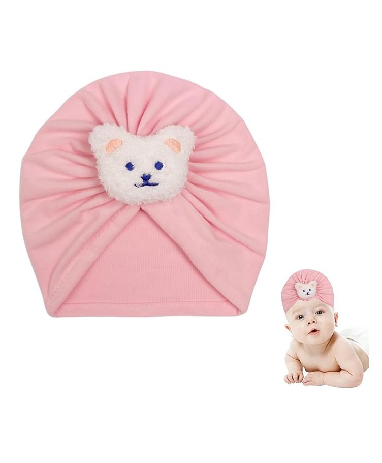 Babymoon Bear Detailed Turban Knot Cap - Light Pink-image-8