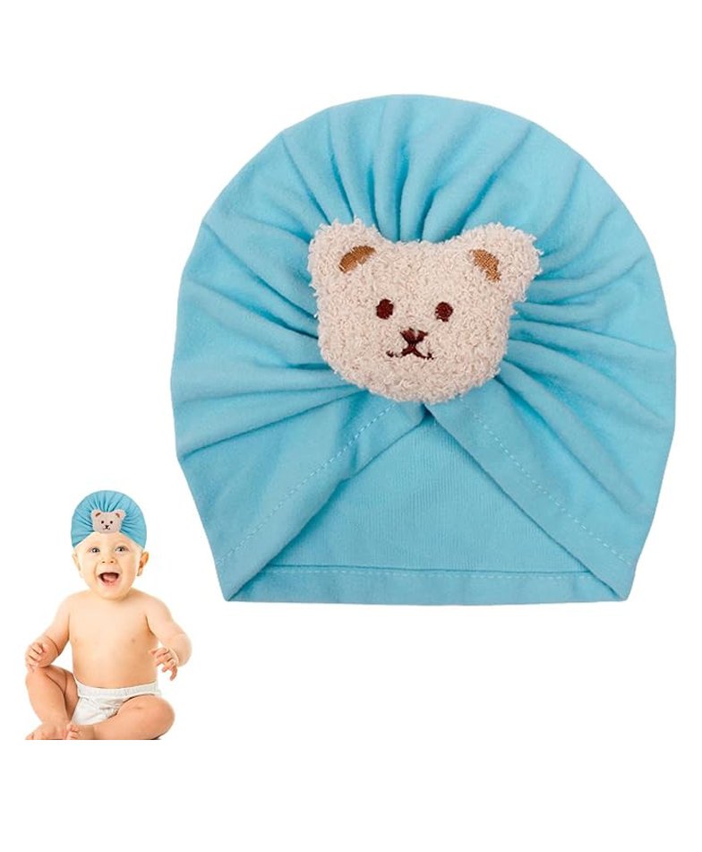 Babymoon Bear Detailed Turban Knot Cap - Blue-image-38