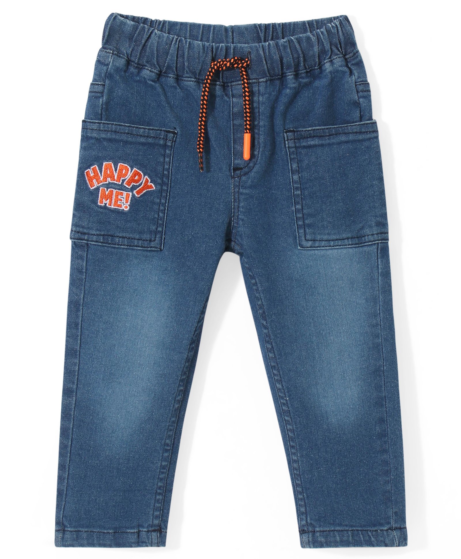 Babyhug Denim Full Length Jeans with Text Embroidery - Blue-picture-16
