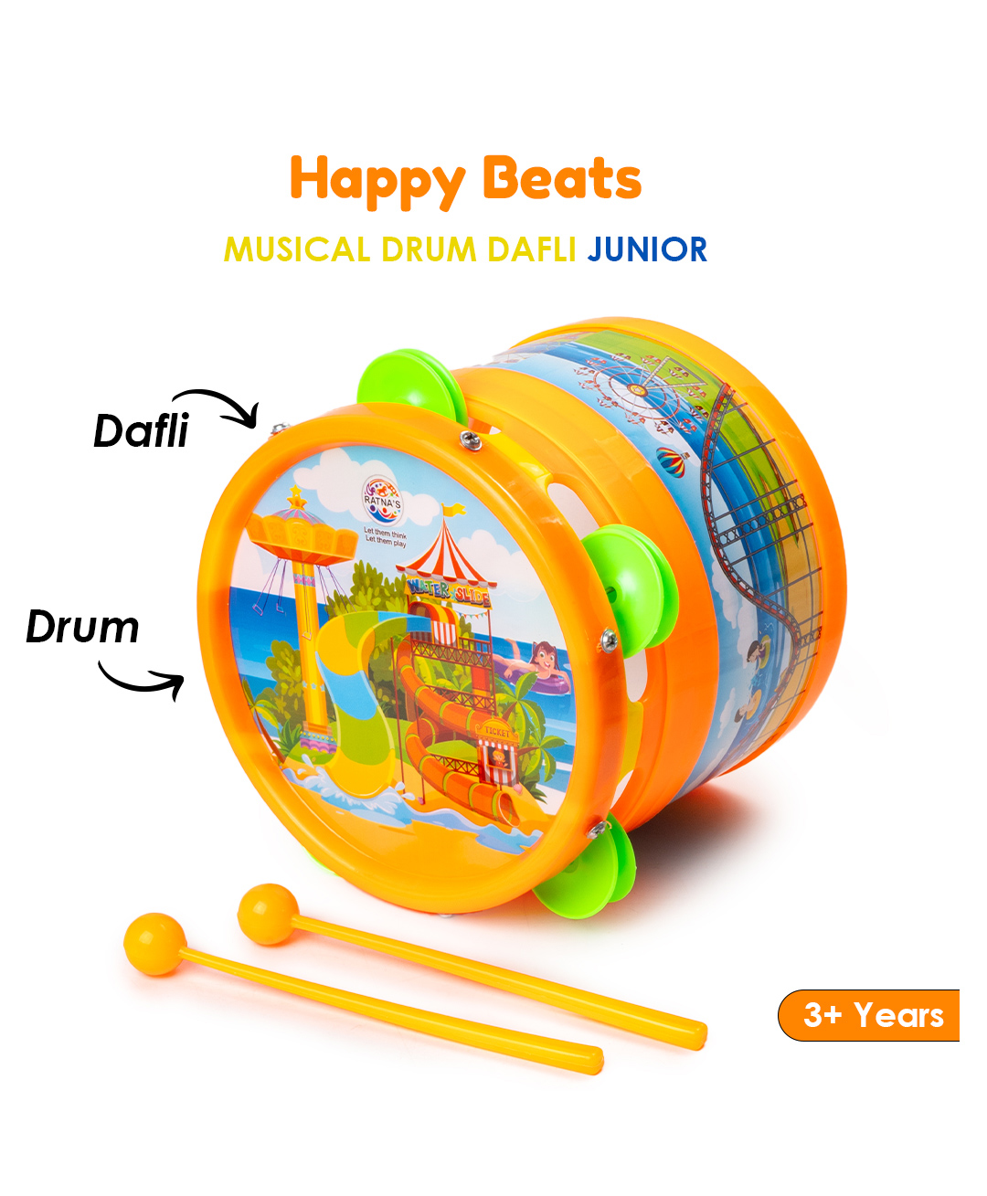 Ratnas Happy Beats Musical Drum Dafli Jr-  Orange-picture-1