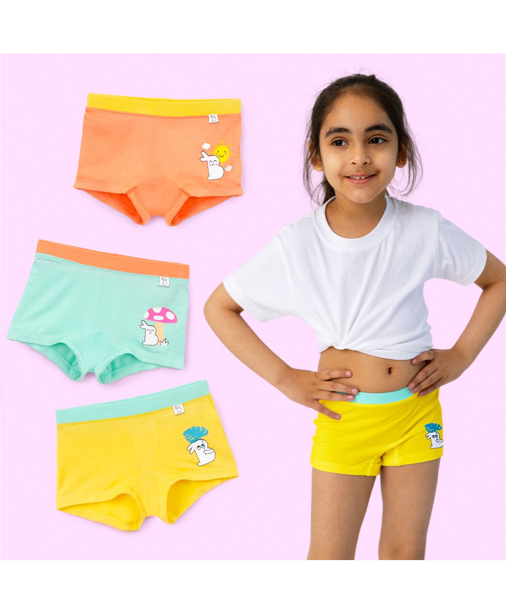 SuperBottoms  Pack Of 3 Bamboo Rabbit Printed  Super Soft Panties - Blue Orange Yellow