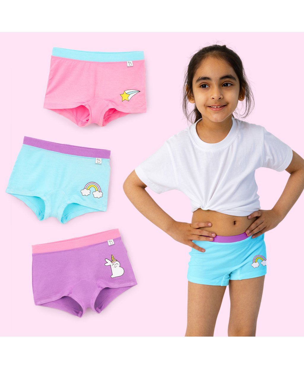 SuperBottoms  Pack Of 3 Bamboo Rabbit Printed  Super Soft Panty - Pink Blue Purple-image-38