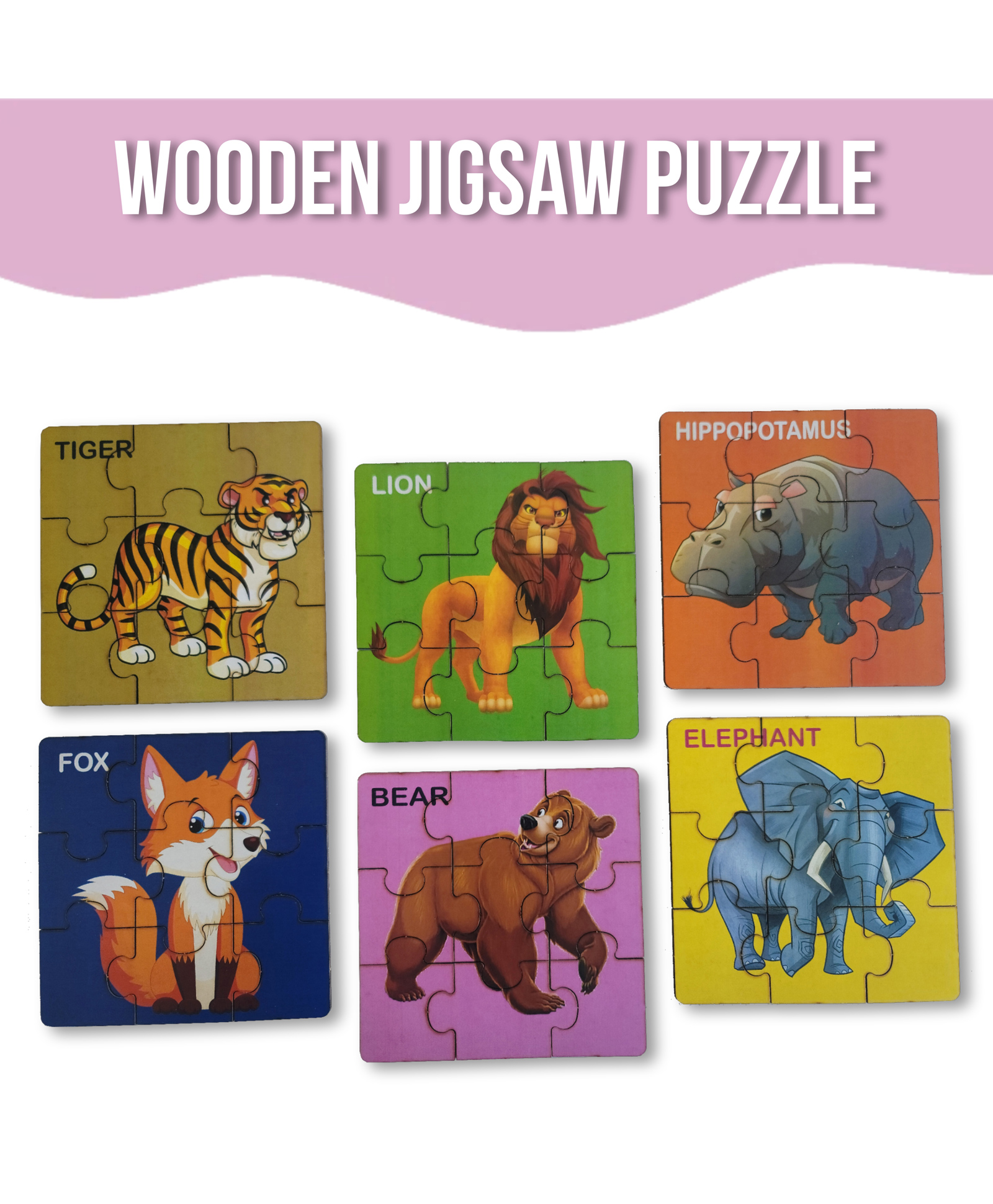 Toys Universe 9 Piece Wooden Puzzle for Kids - Set of 6 Animal Jigsaw Puzzle - Puzzles for Kids - Safe & Durable Pre-School Toys for Kids - Educational Puzzle Game 54 Pcs-image-29